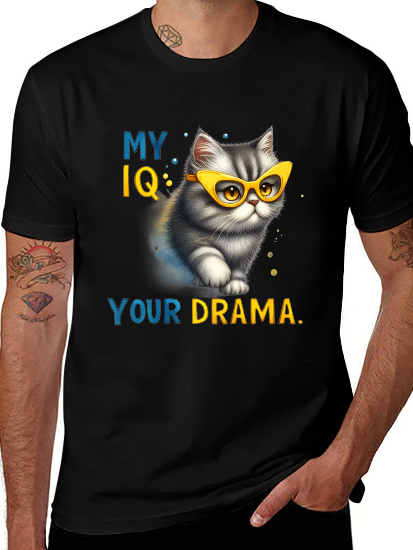 Variant 2 of My IQ, Your Drama T-Shirt - Cat Lover Tee