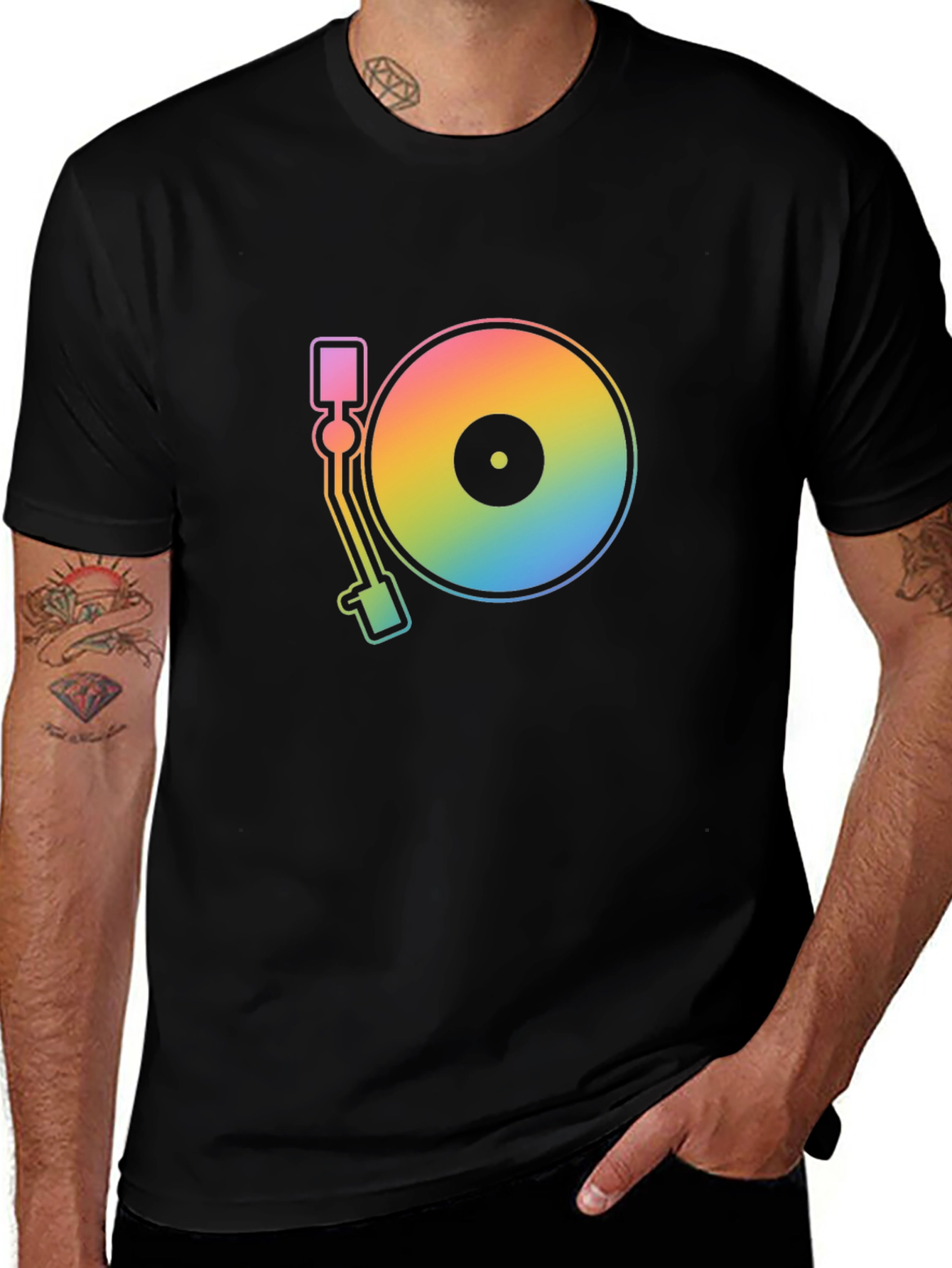 Variant 4 of Rainbow Turntable Graphic Tee - Stylish Music Lover T-Shirt