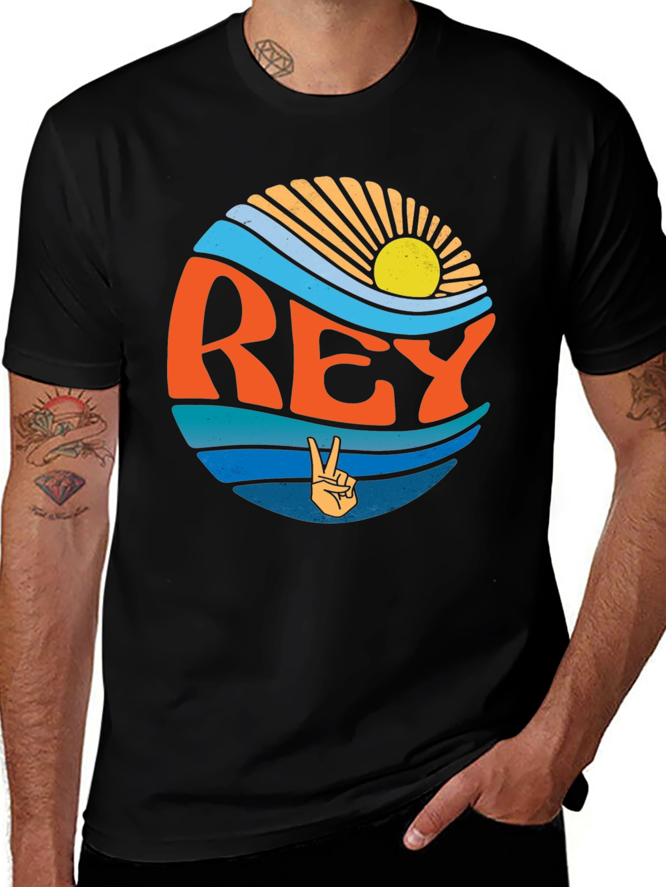 Variant 11 of Retro Rey Peace Sign Graphic Tee