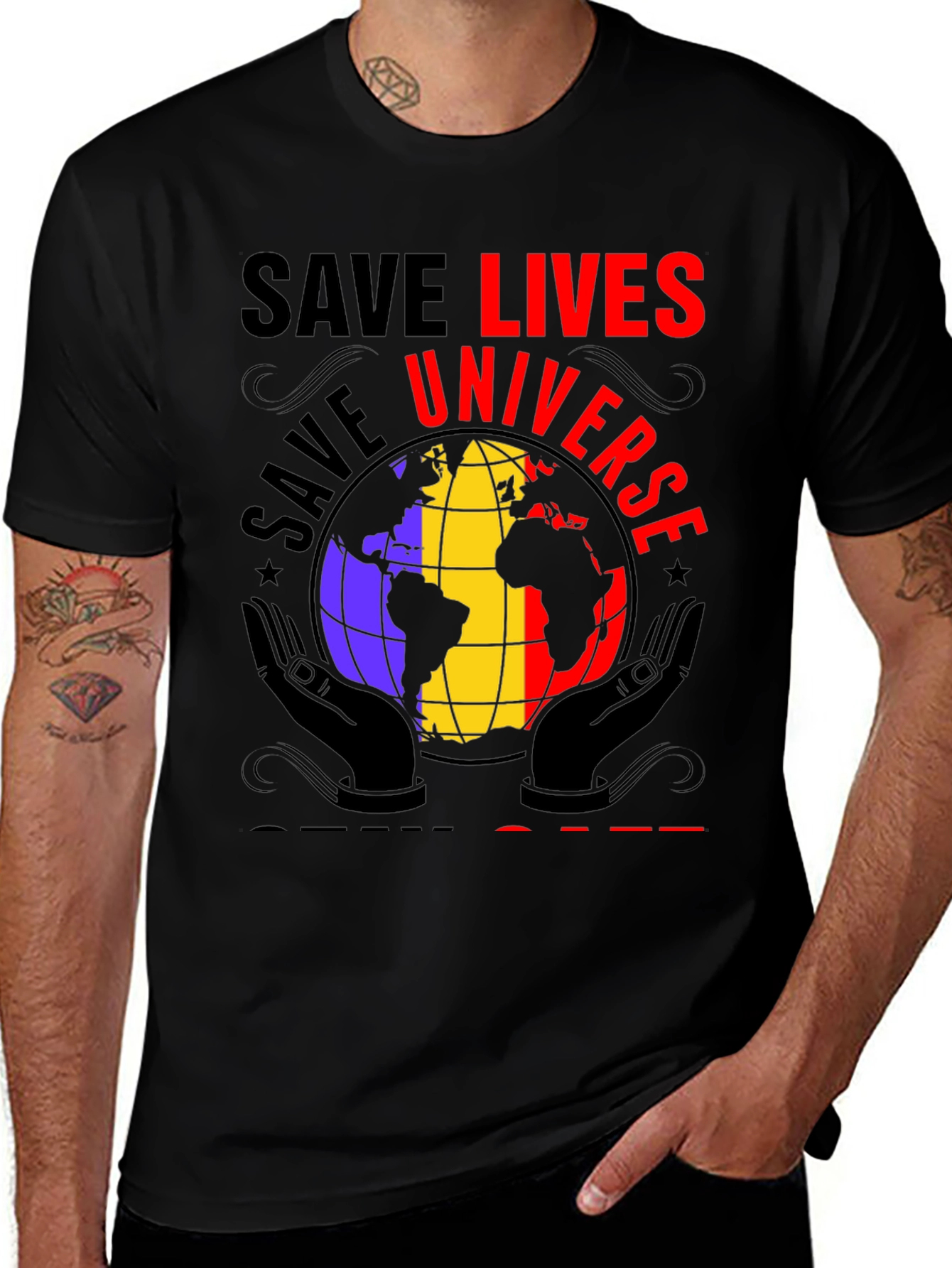 Variant 29 of Save Lives Universe Graphic T-Shirt - Black
