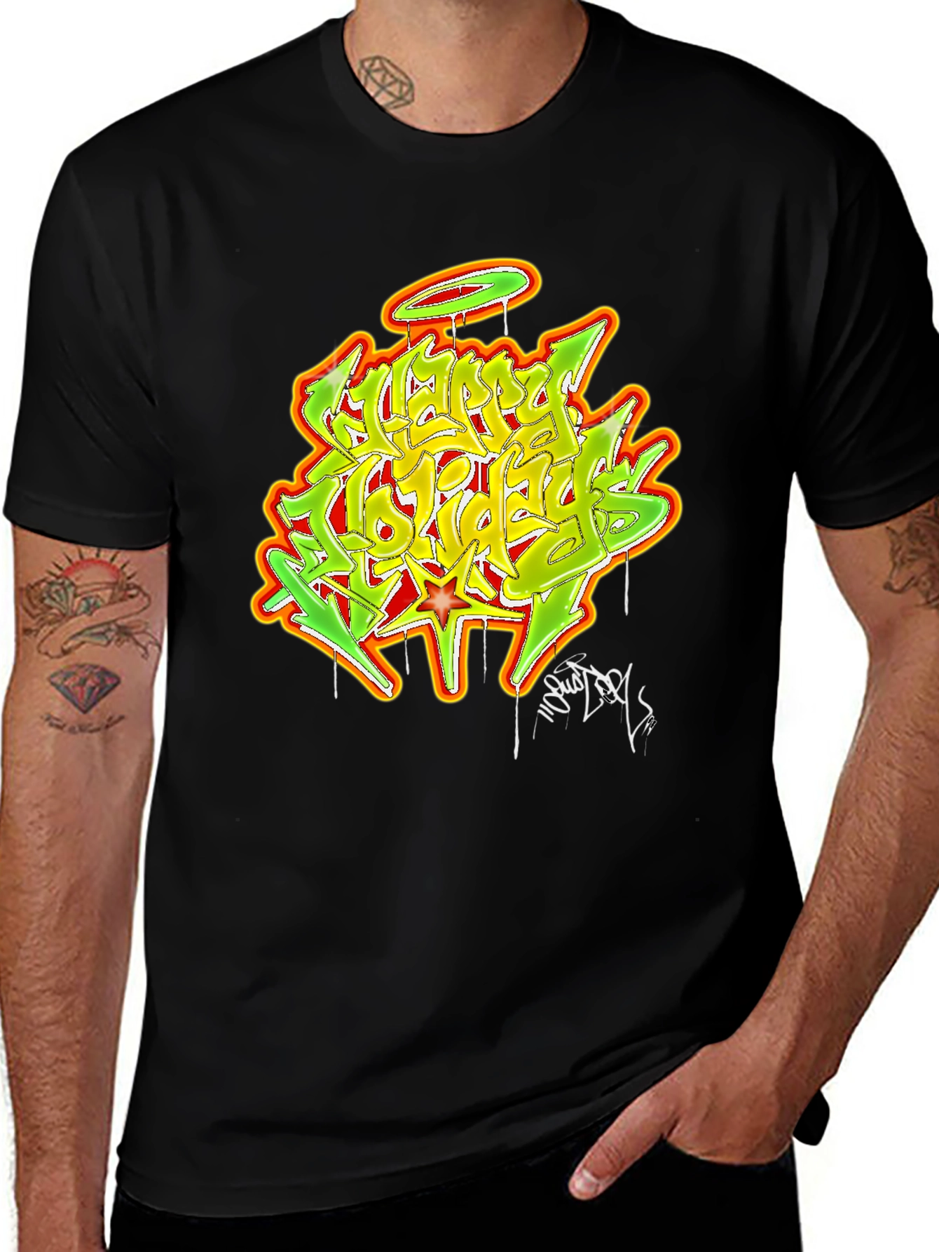 Variant 19 of Graffiti Style Graphic Tee - Happy Holydays