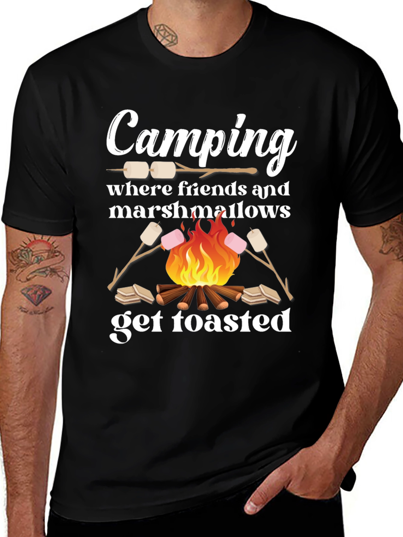 Variant 5 of Camping Marshmallow Toasted T-Shirt