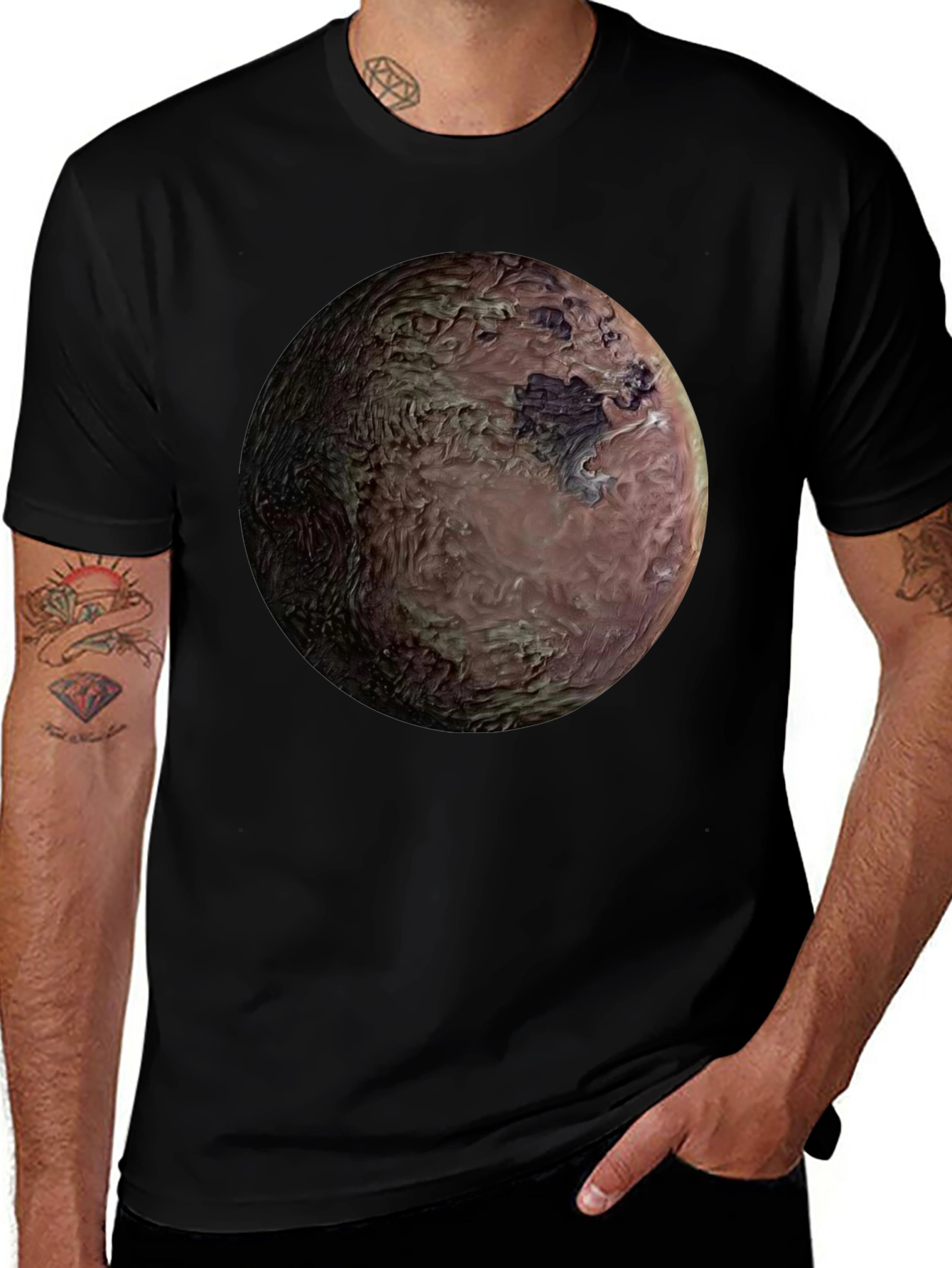 Planet Graphic Print Black T-Shirt