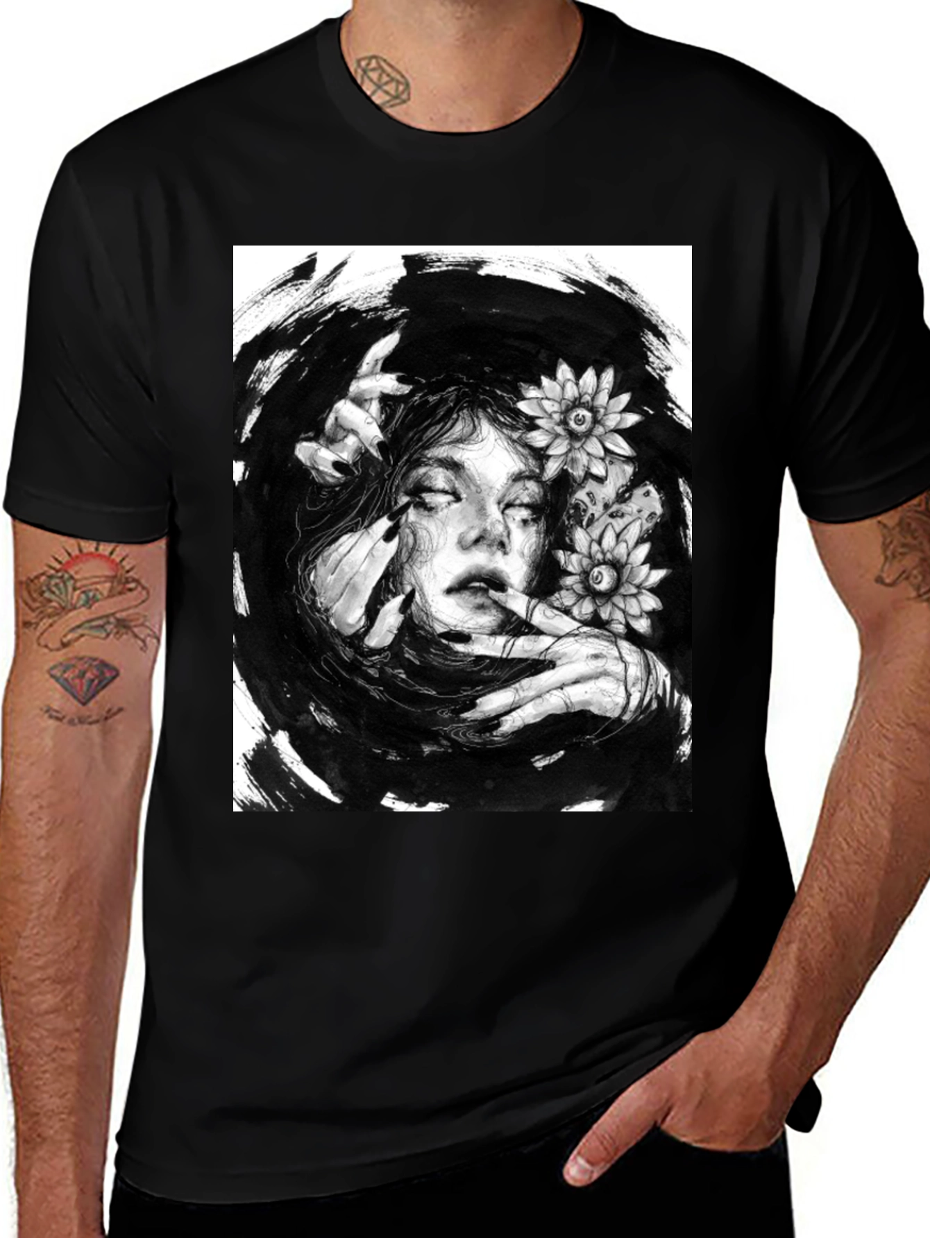 Mystic Woman Graphic T-Shirt - Black Cotton Tee