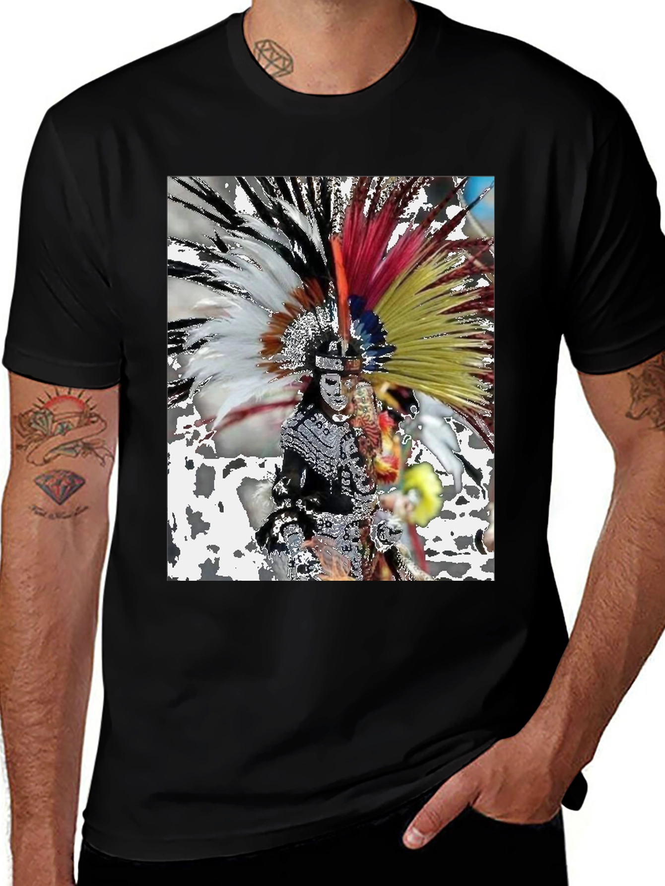 Aztec Dancer T-Shirt - Colorful Feather Headdress