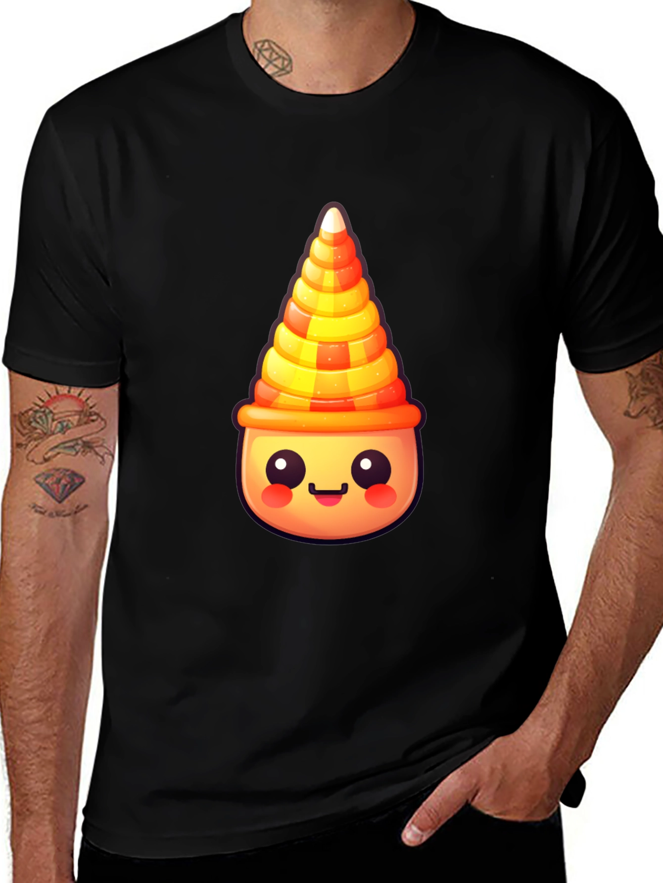 Cute Candy Corn Kawaii Character Graphic Tee