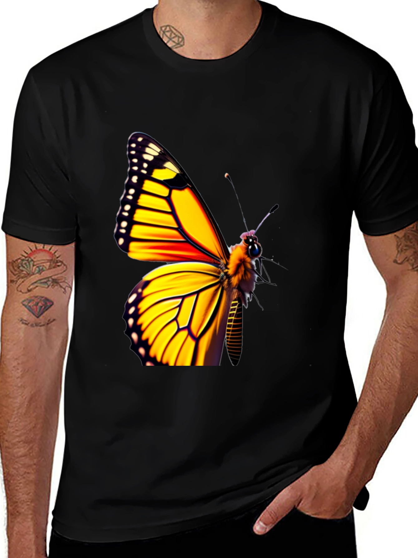 Variant 13 of Butterfly Graphic Tee - Black Cotton