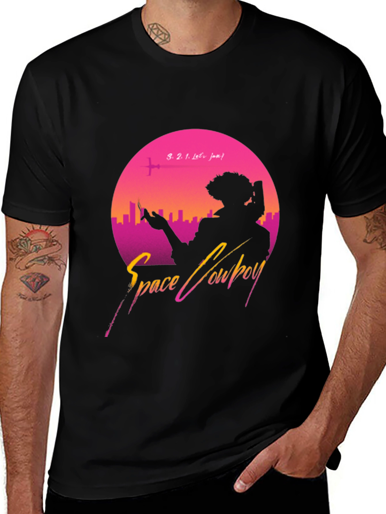 Space Cowboy Graphic Tee - Retro Anime Style