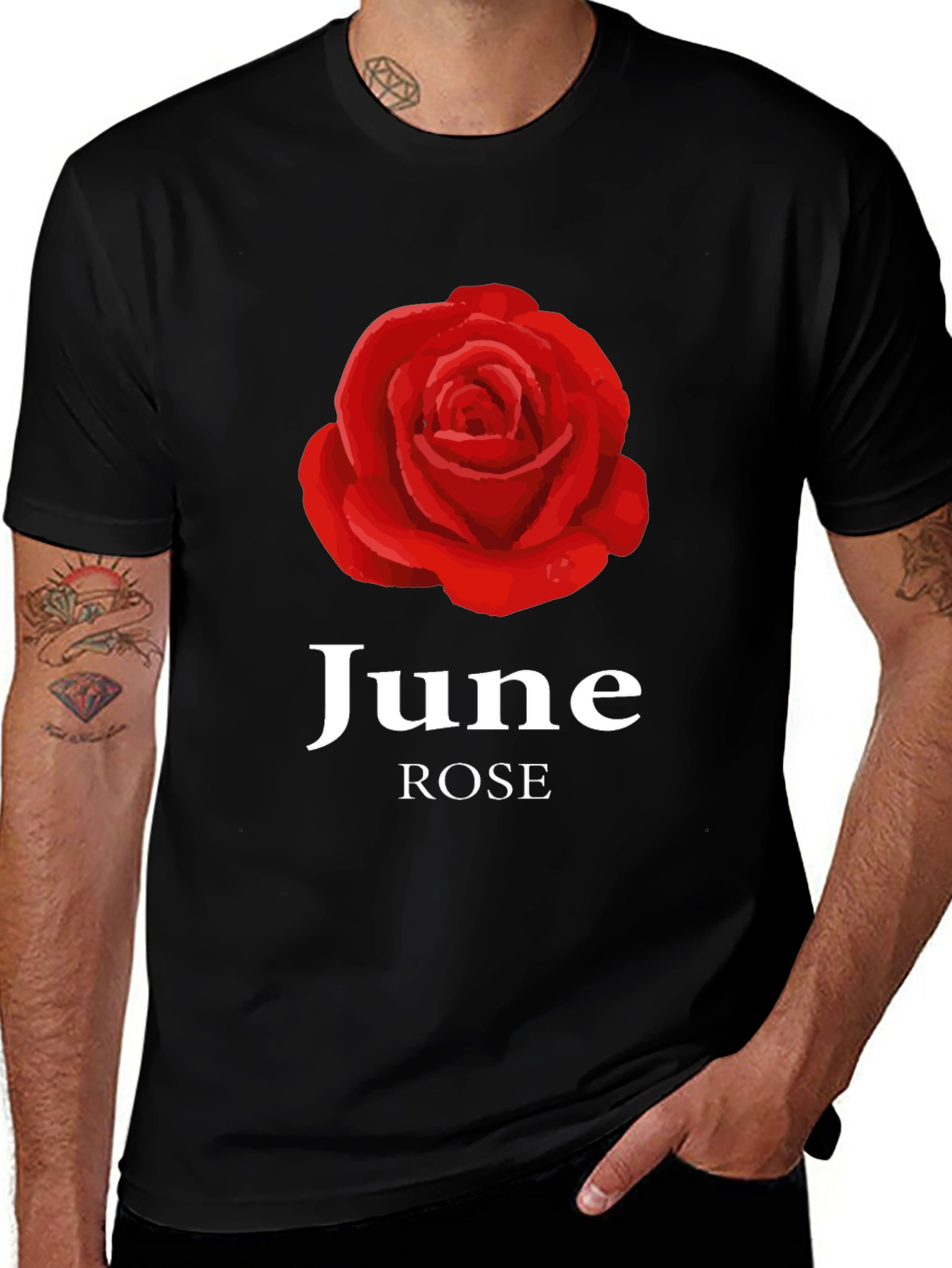 Variant 8 of June Rose Graphic Tee - Black Cotton Blend Shirt