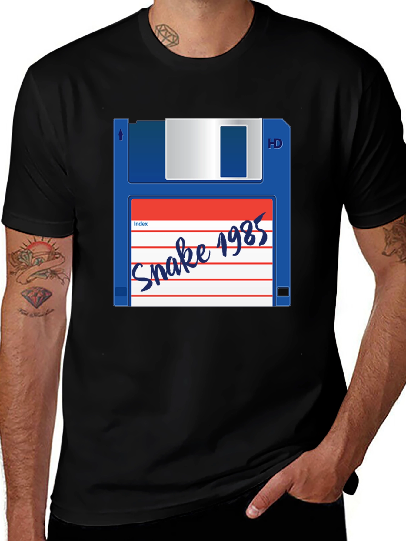 Variant 29 of Retro Snake 1985 Floppy Disk Black T-Shirt