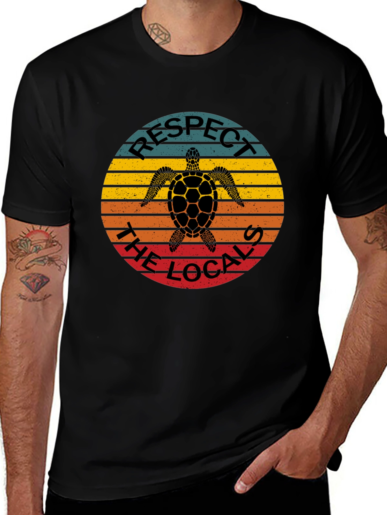 Variant 7 of Respect the Locals Turtle T-Shirt - Black