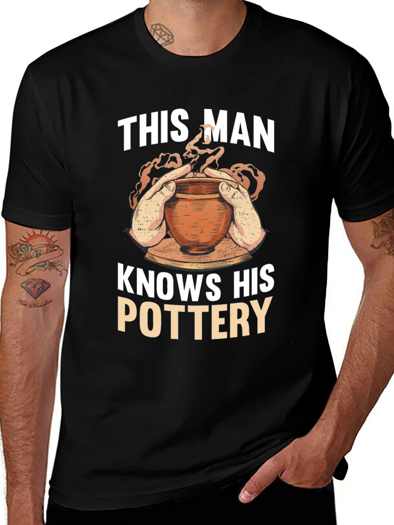 Variant 17 of Pottery Enthusiast T-Shirt - 'This Man Knows His Pottery'