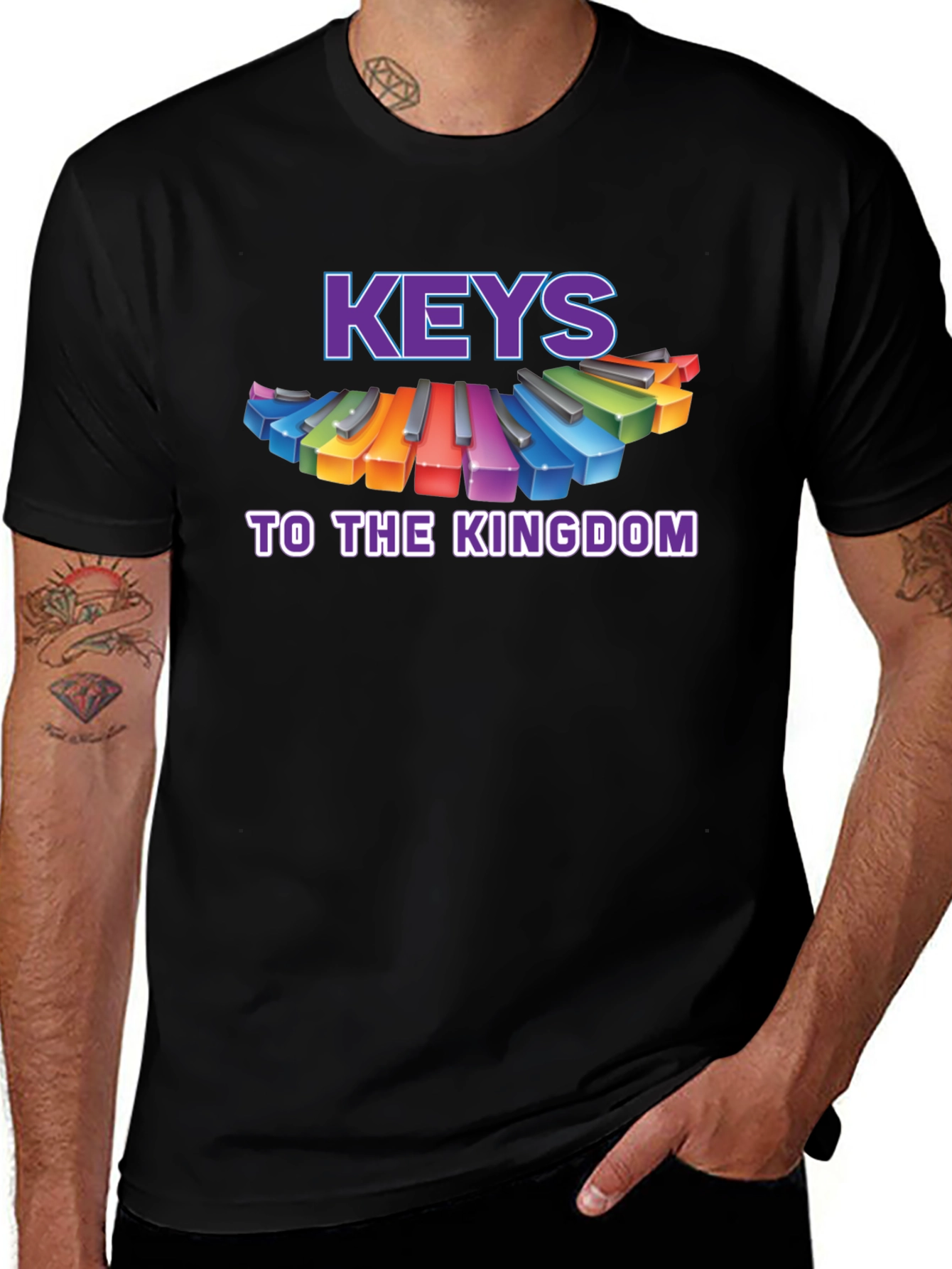 Variant 5 of Colorful Piano Keys Kingdom Graphic T-Shirt