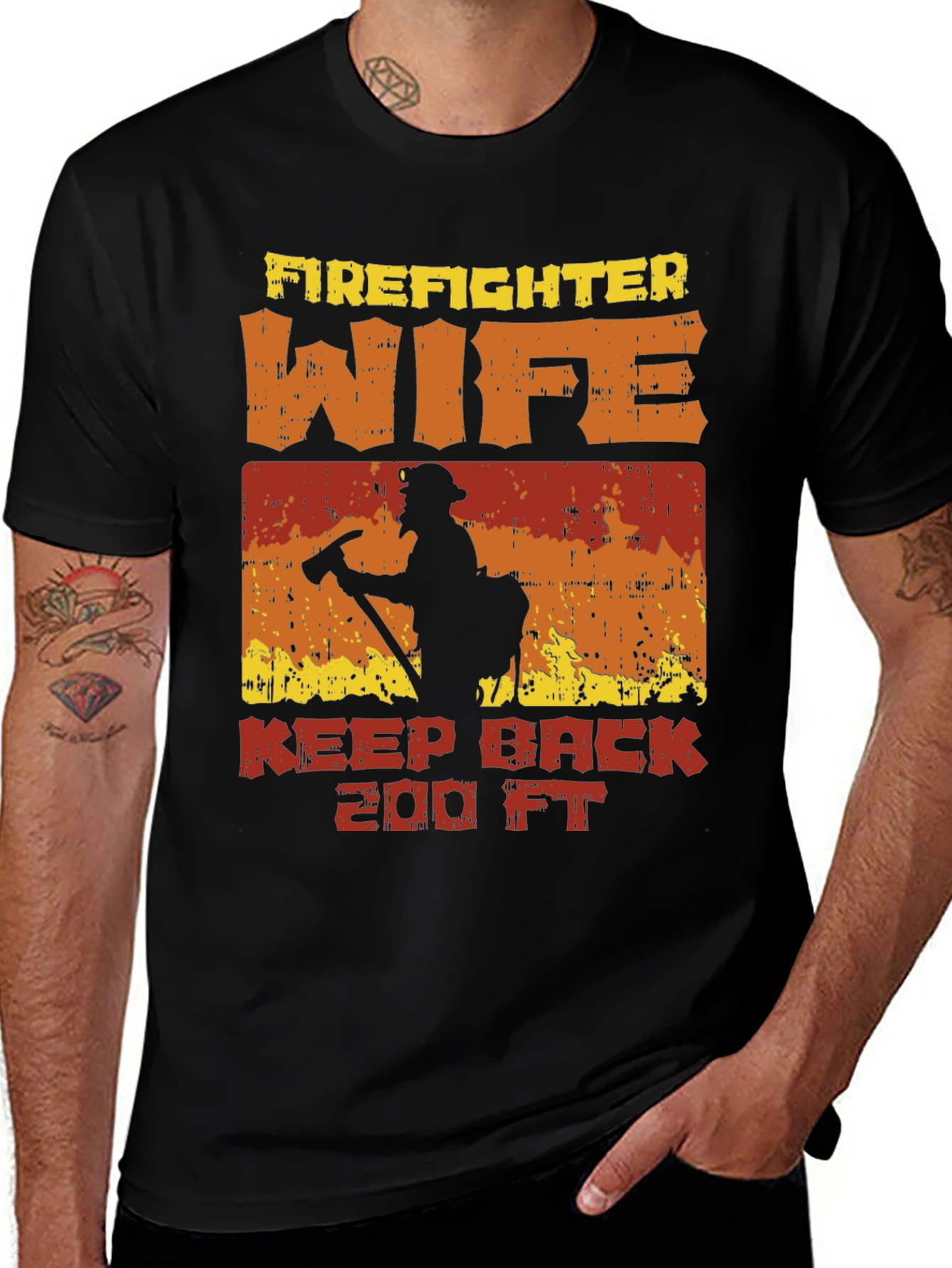 Variant 23 of Firefighter Wife Keep Back T-Shirt