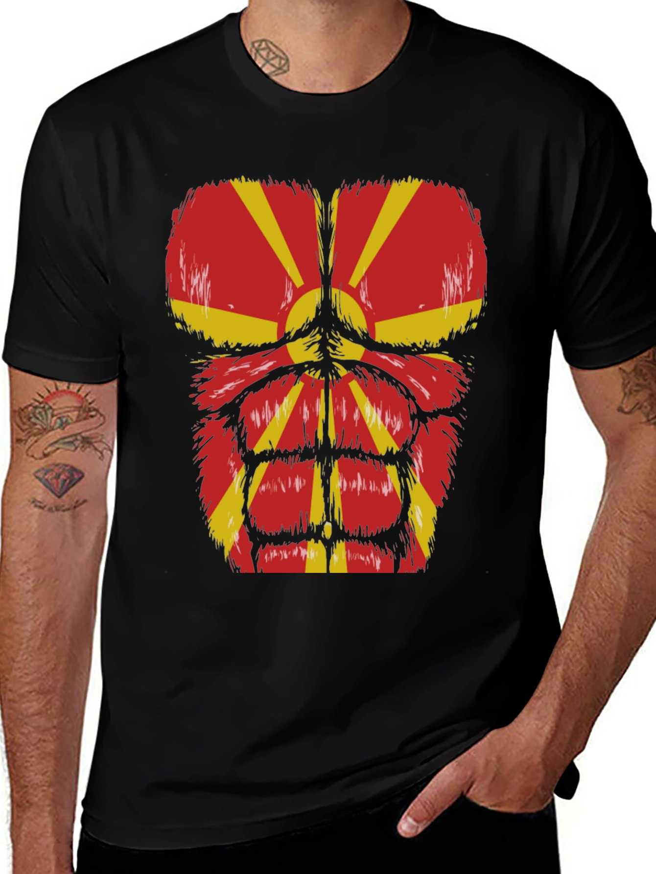 Variant 13 of Macedonia Flag Abs Funny T-Shirt