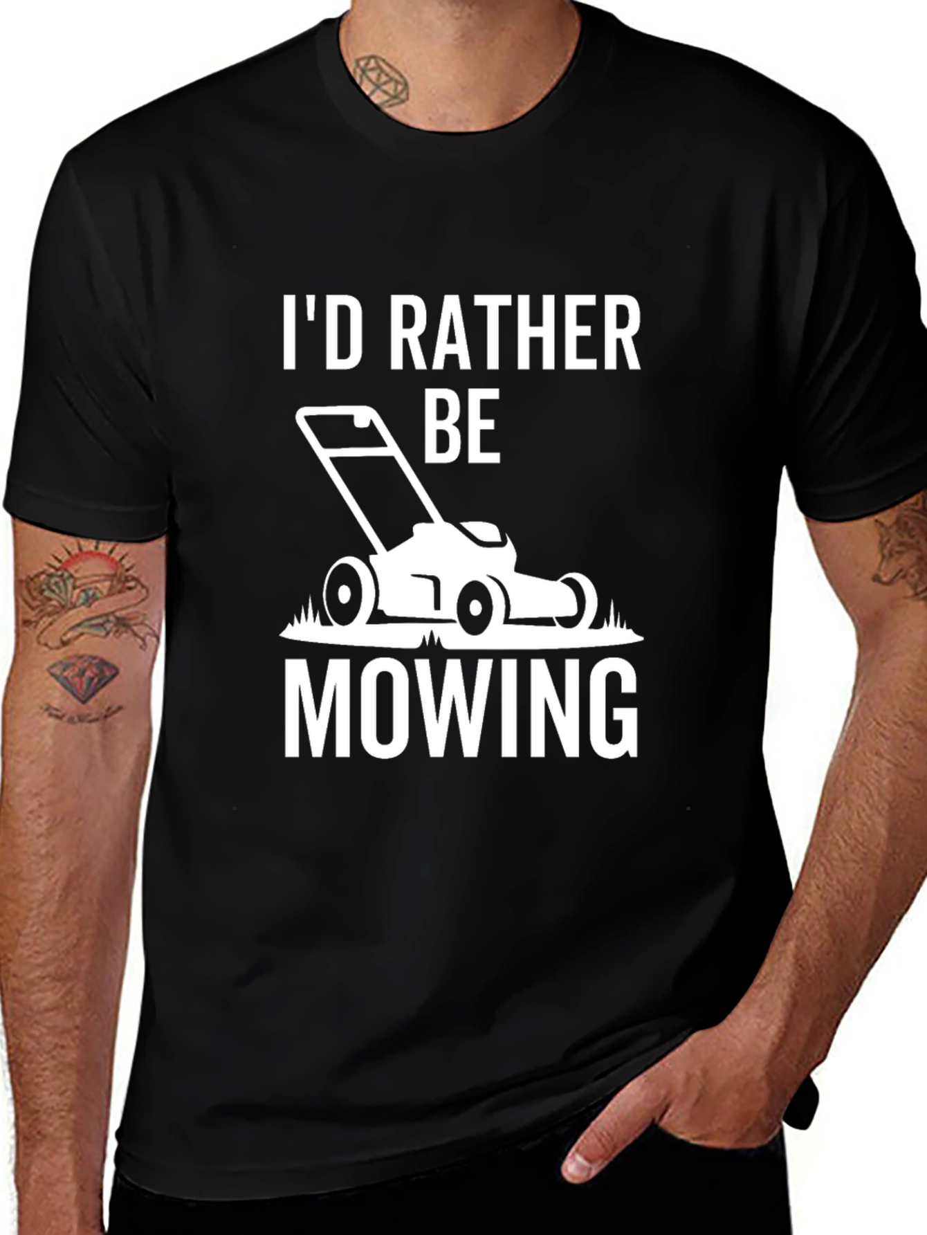 Variant 19 of I'd Rather Be Mowing T-Shirt - Black