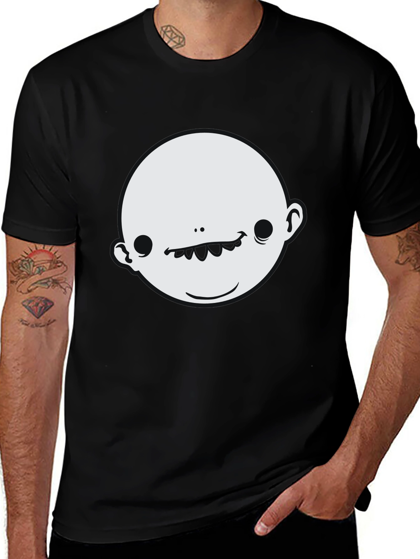 Variant 4 of Fun Graphic Tee: Black Shirt with Cartoon Face