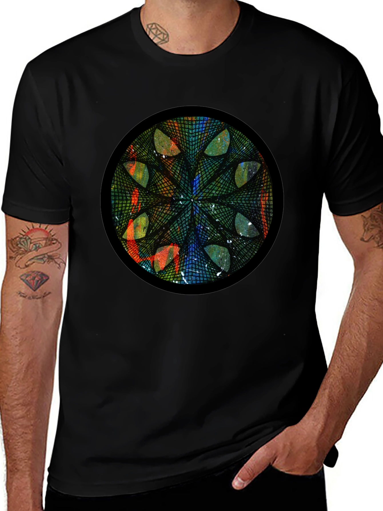 Variant 21 of Geometric Mandala Art Black T-Shirt