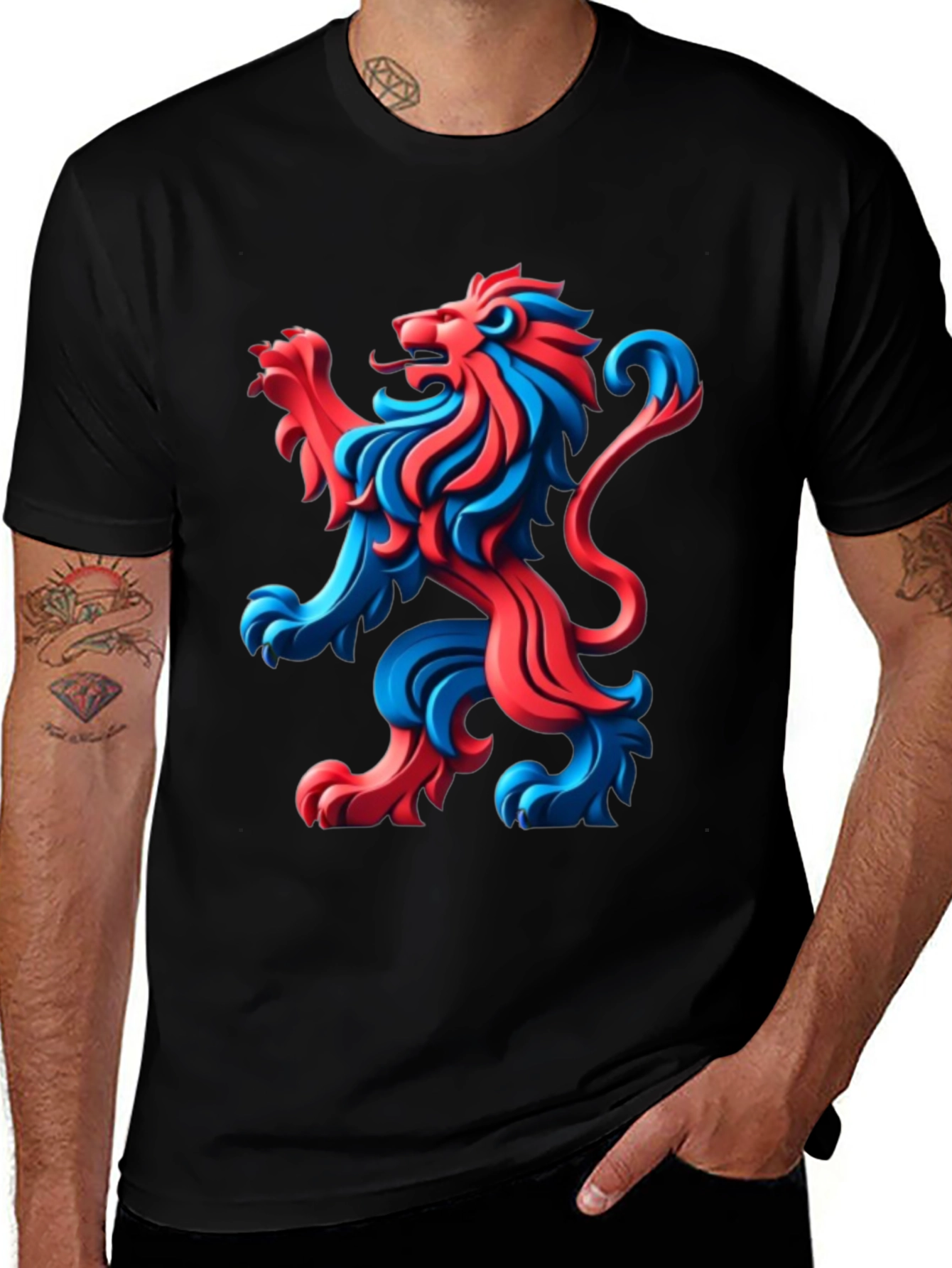 Variant 27 of Bold Lion Graphic Tee - Black Cotton T-Shirt