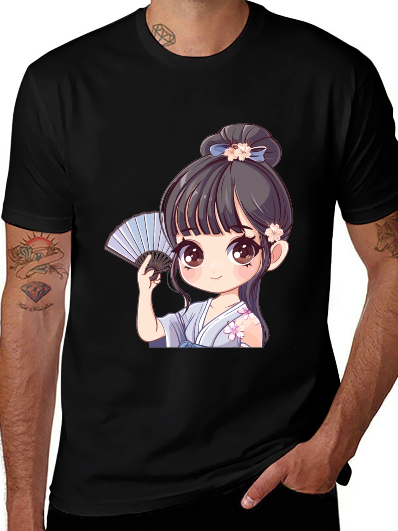 Variant 20 of Anime Girl Graphic Tee - Black T-Shirt