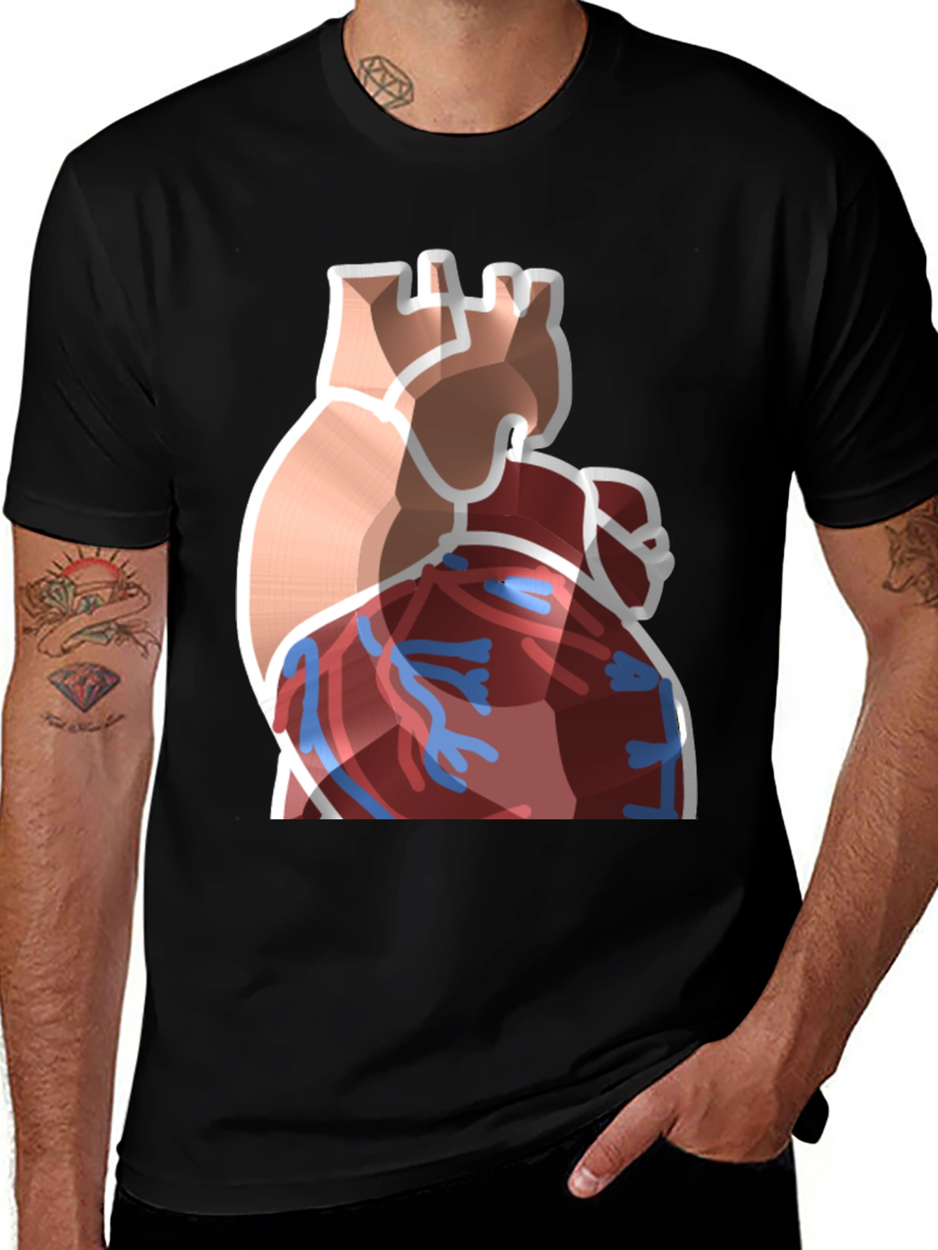 Variant 15 of Anatomical Heart Graphic Black T-Shirt