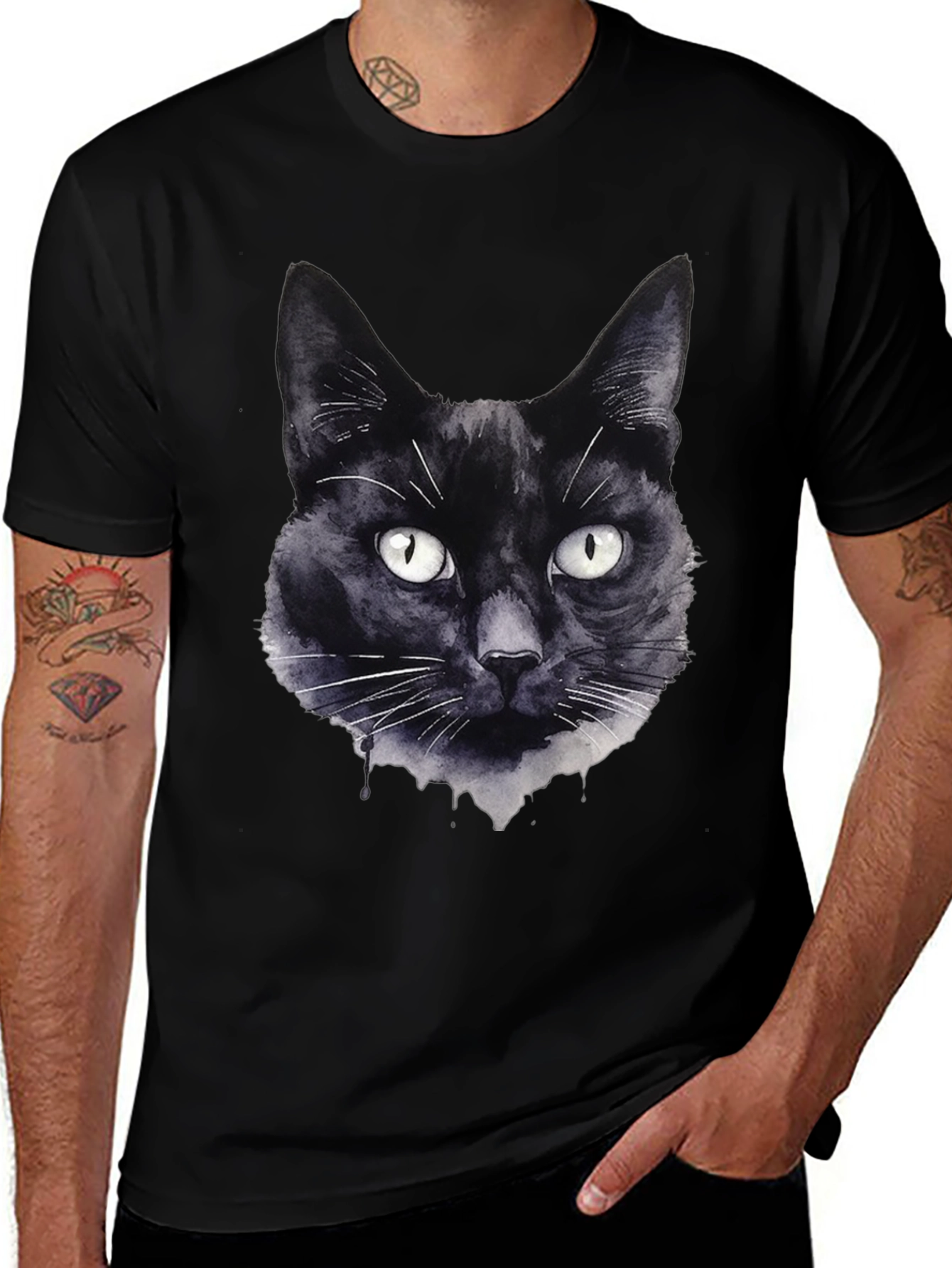 Variant 23 of Black Cat Watercolor Graphic T-Shirt