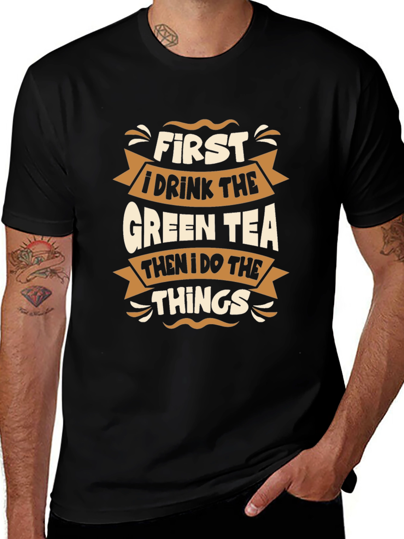 Variant 20 of Green Tea Lover Black T-Shirt