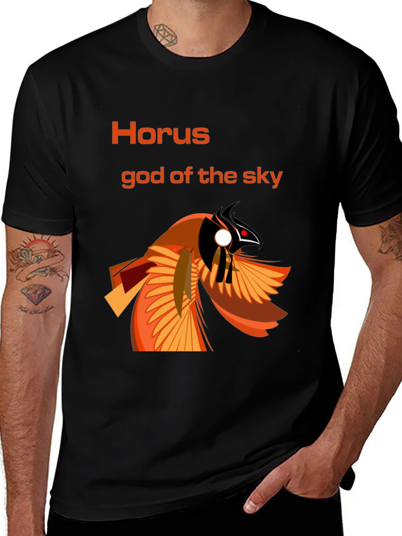 Horus God of the Sky Graphic Tee - Black Cotton T-Shirt