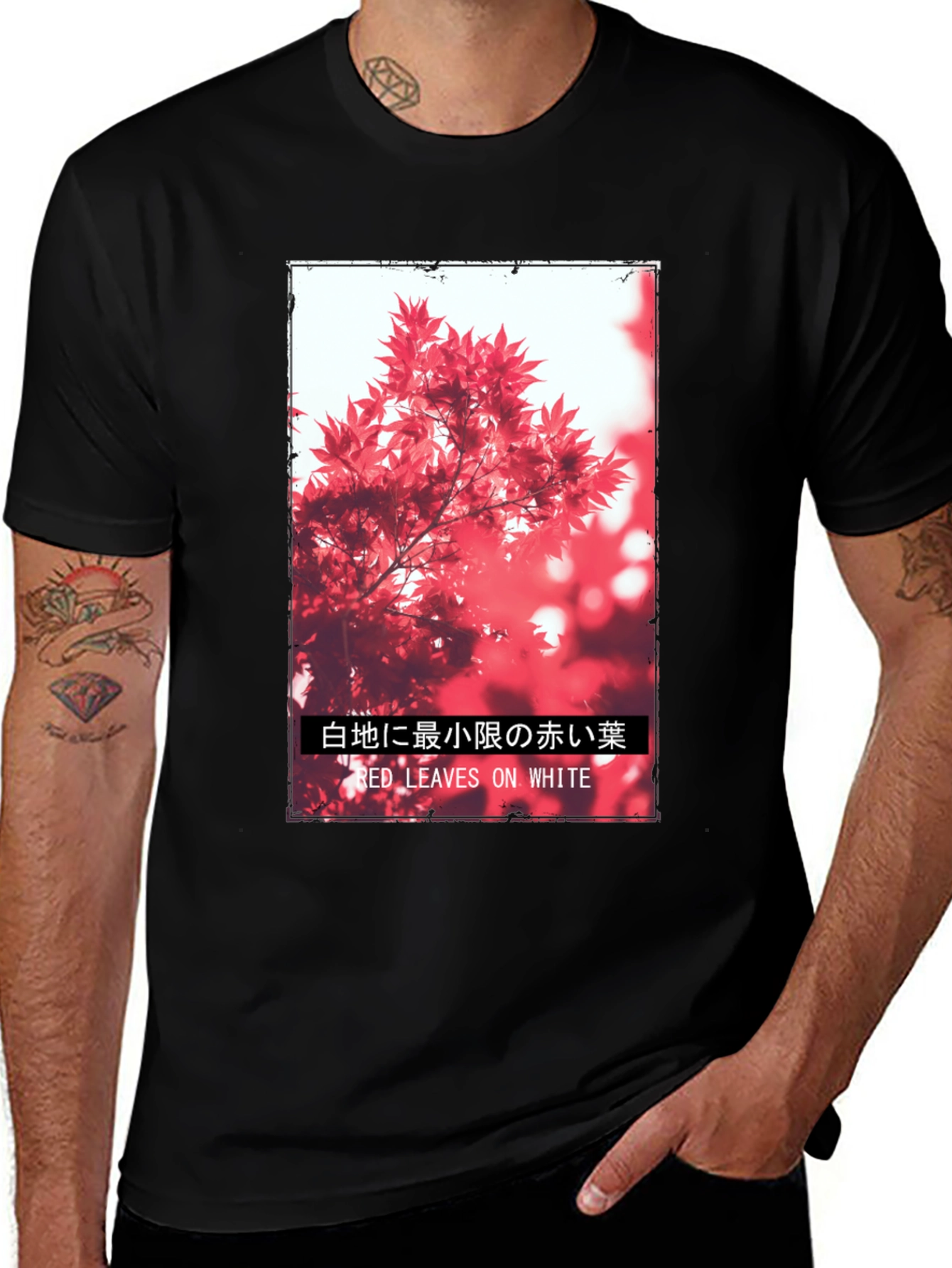 Variant 5 of Red Leaves on White Graphic Tee