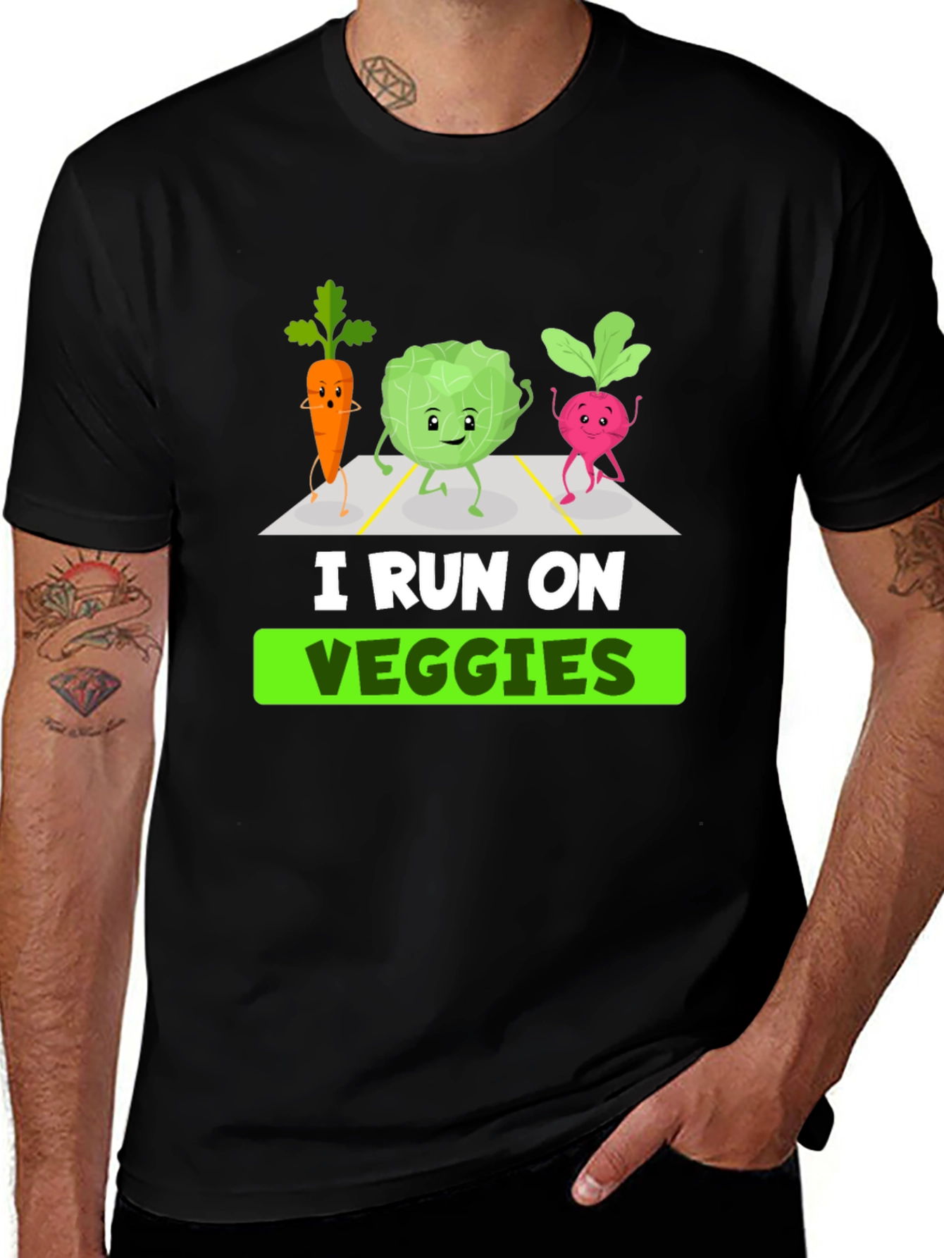 Variant 10 of I Run On Veggies T-Shirt - Funny Vegan Tee