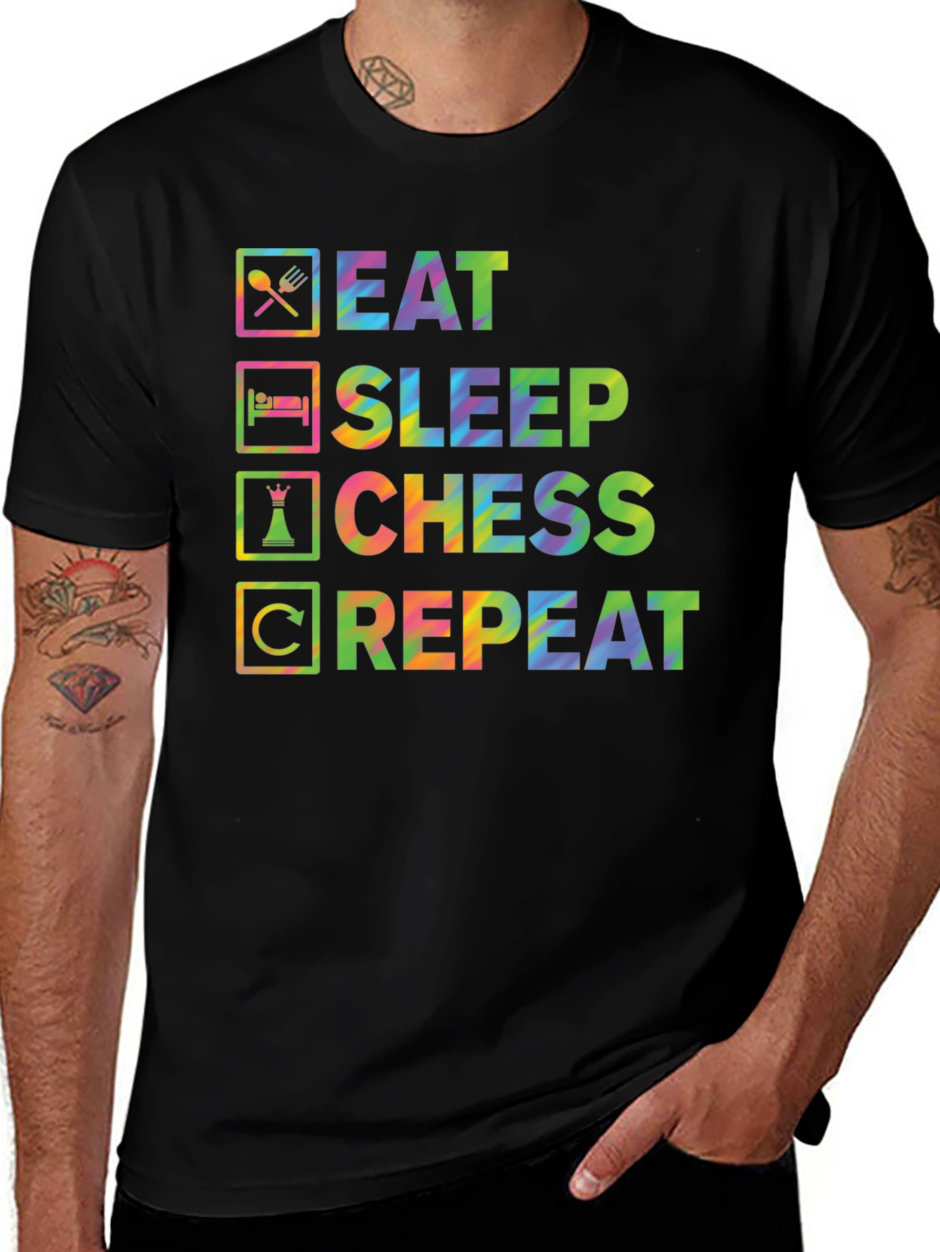 Variant 13 of Eat Sleep Chess Repeat Graphic Tee