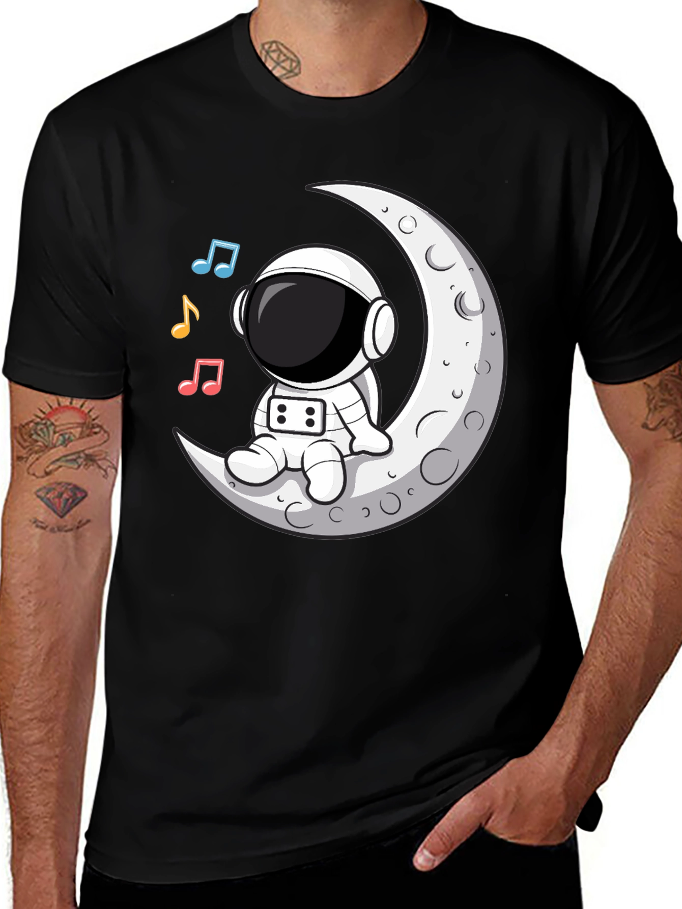Variant 21 of Astronaut Moon Tunes Black T-Shirt