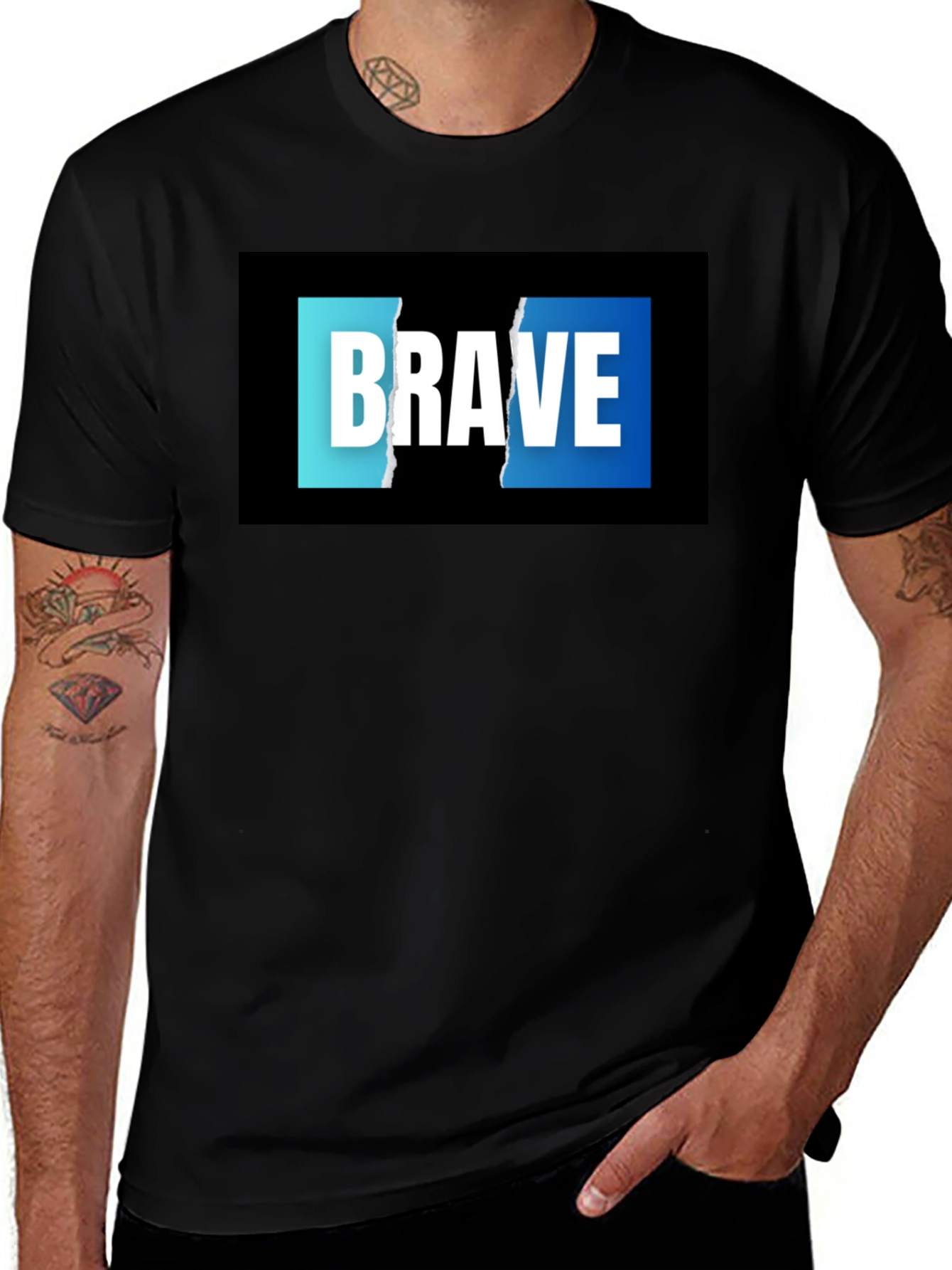 Variant 23 of Brave Graphic Print Black T-Shirt