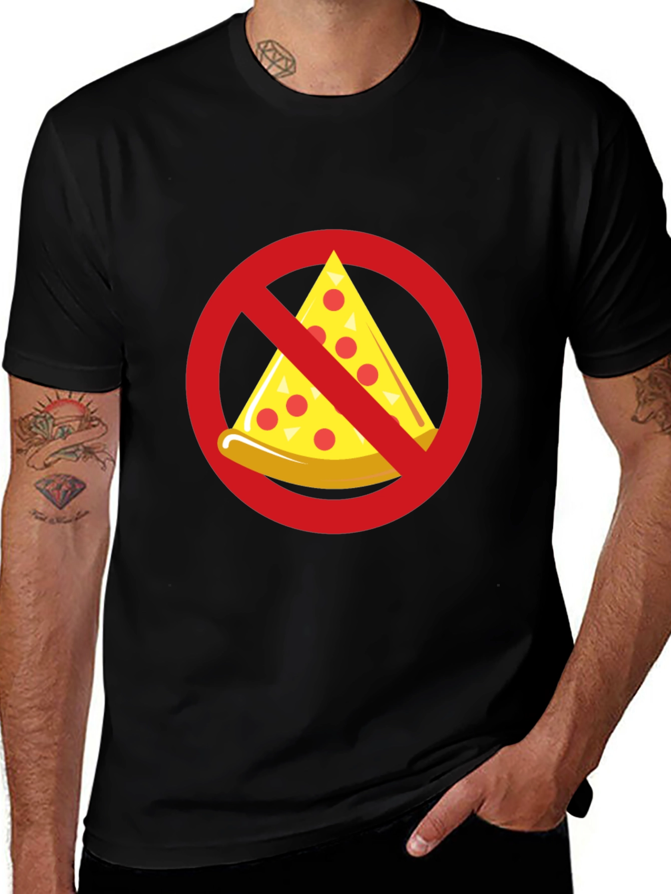 Variant 25 of No Pizza Black T-Shirt - Novelty Graphic Tee