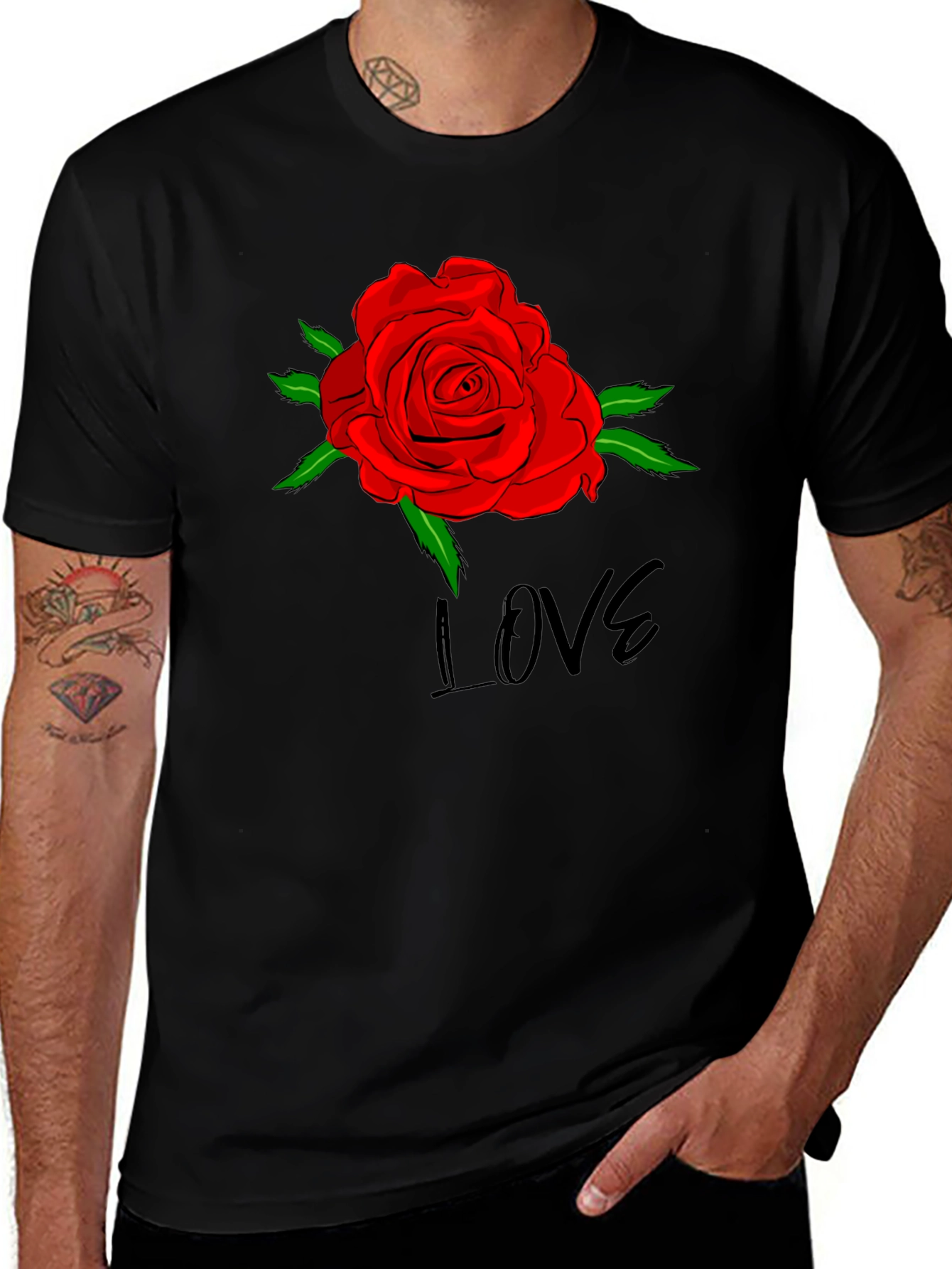 Variant 12 of Rose Love Graphic Black T-Shirt