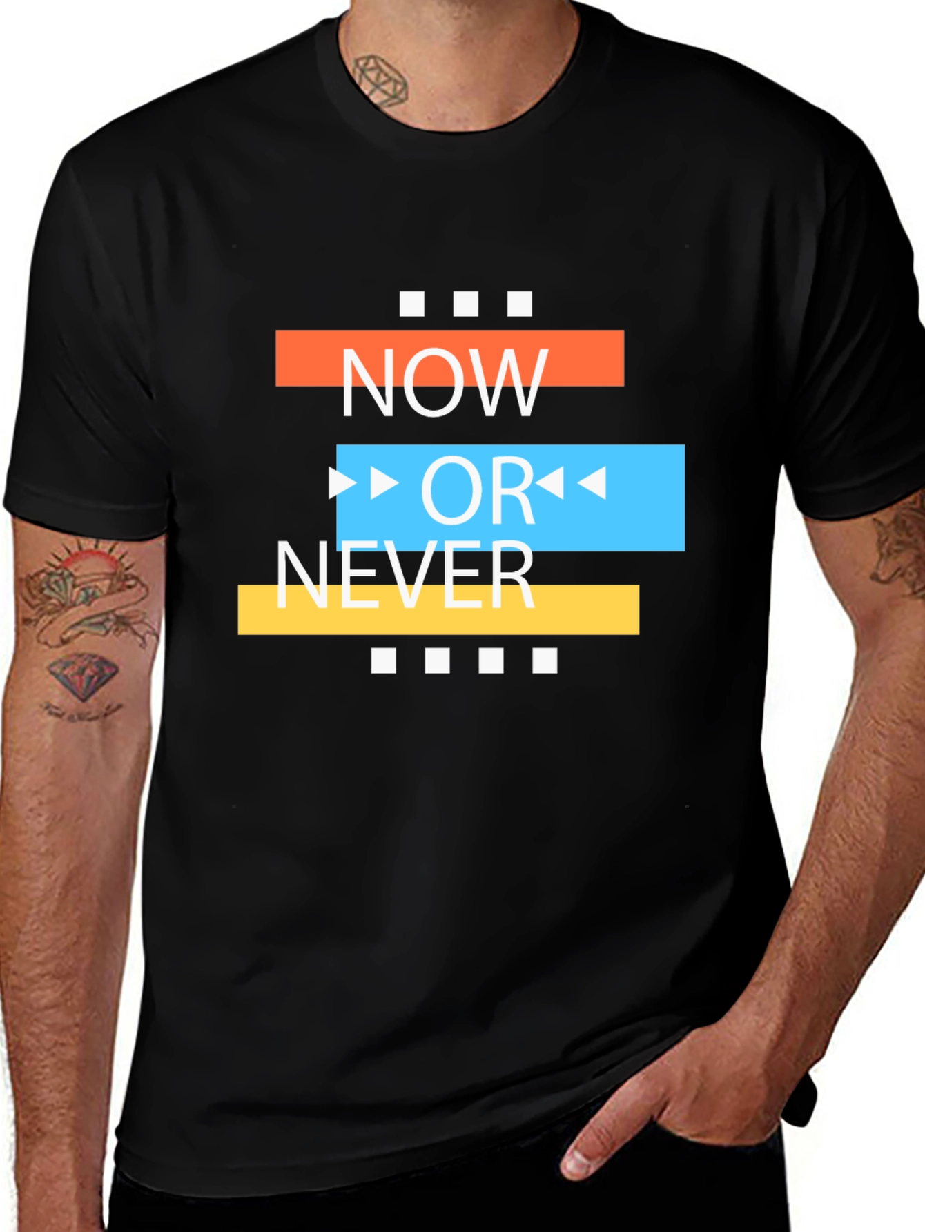 Variant 27 of Now or Never Graphic Tee - Black Casual T-Shirt