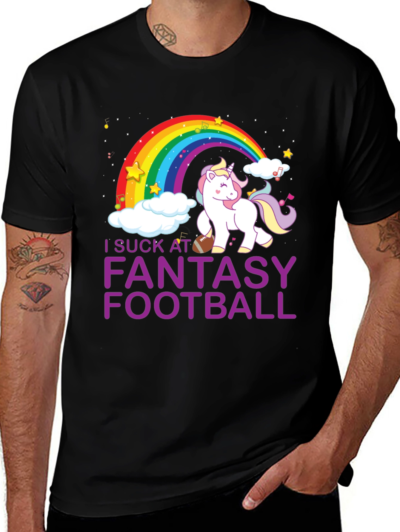 Variant 4 of I Suck at Fantasy Football Unicorn Rainbow T-Shirt