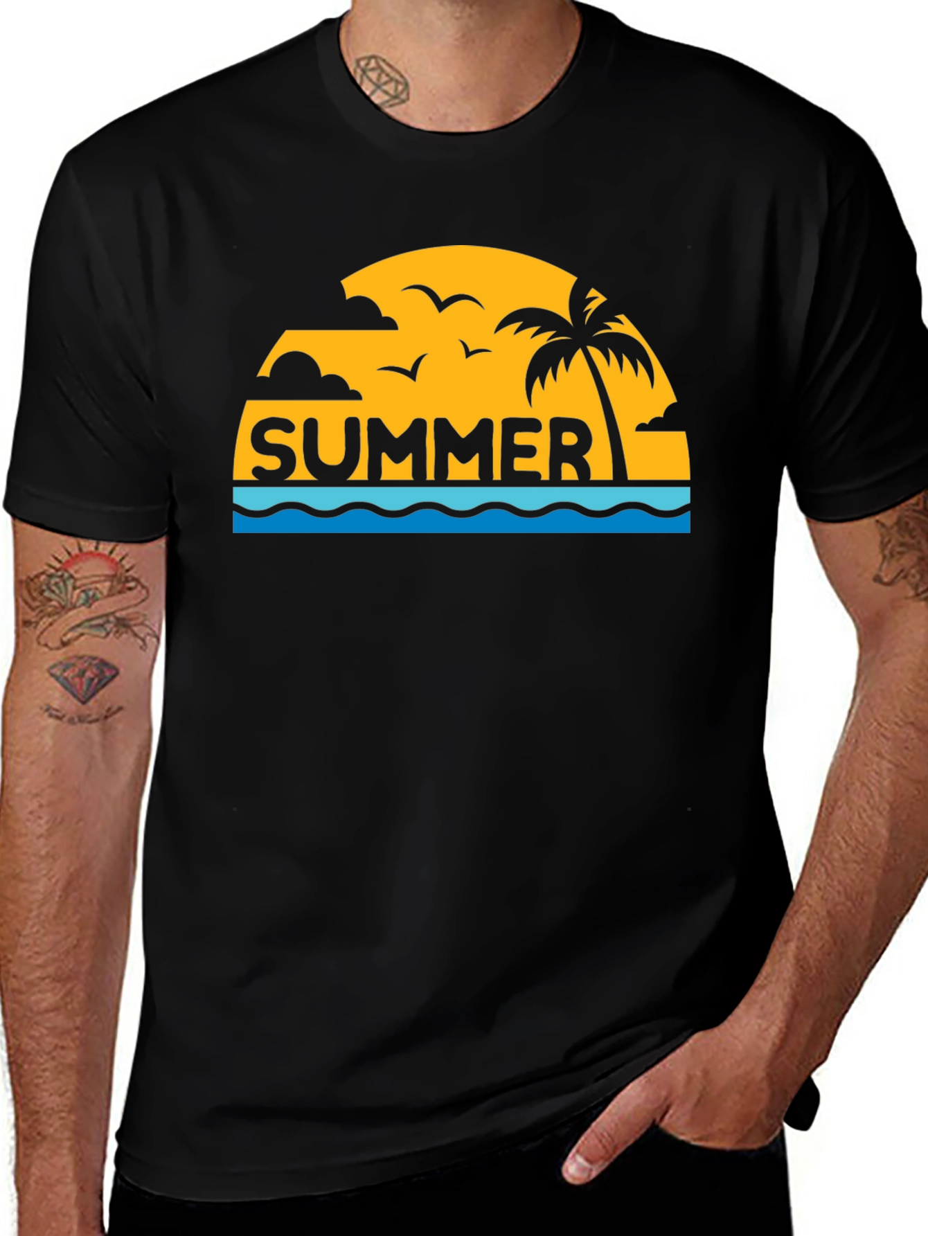 Variant 17 of Summer Vibes Black T-Shirt