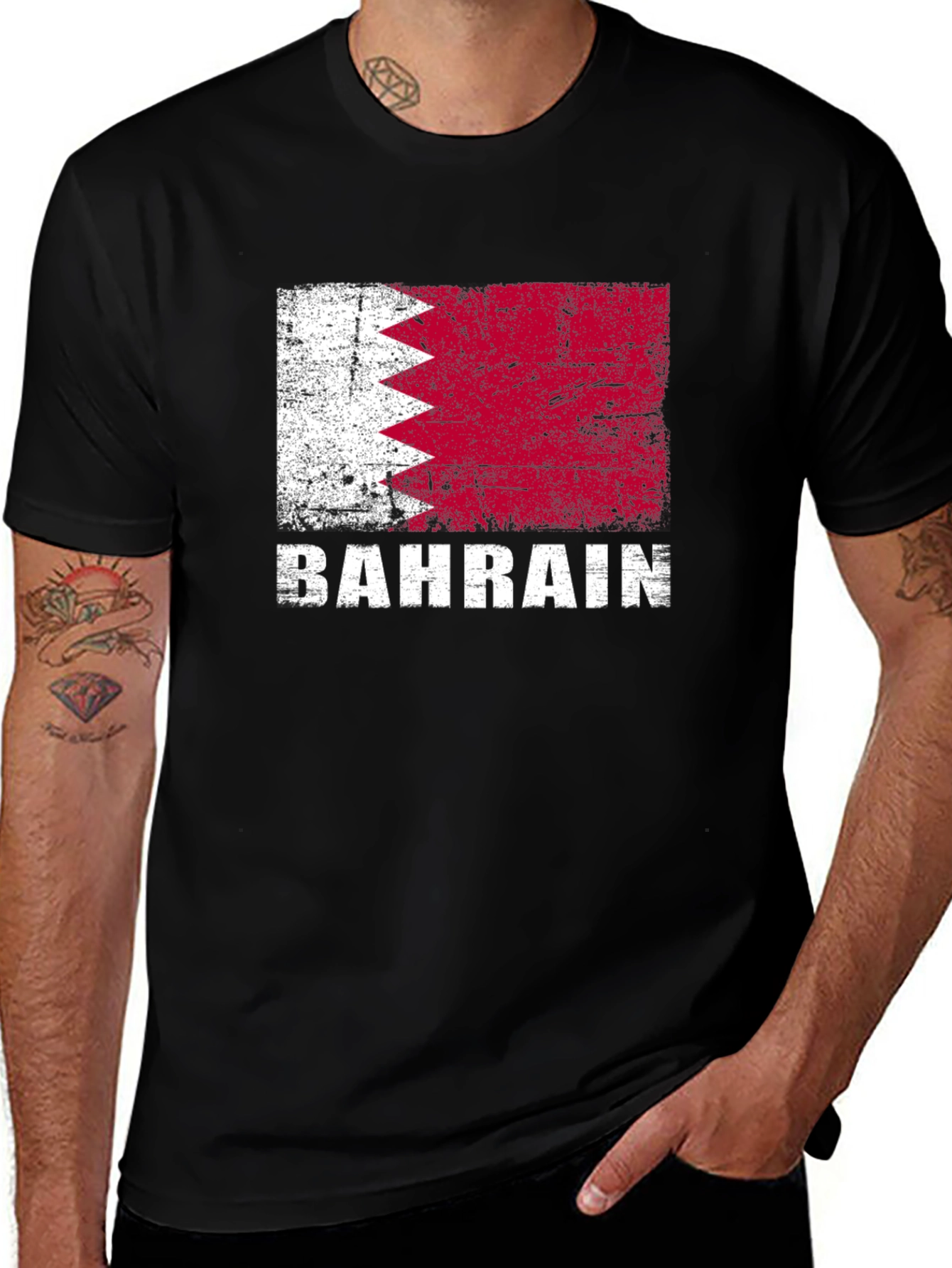 Bahrain Flag T-Shirt - Distressed Graphic Tee