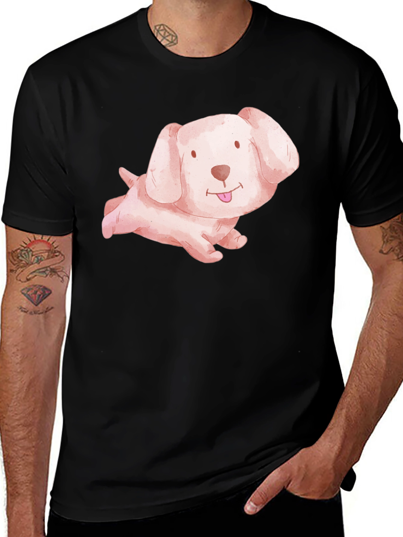 Variant 23 of Cute Puppy Dog Black T-Shirt