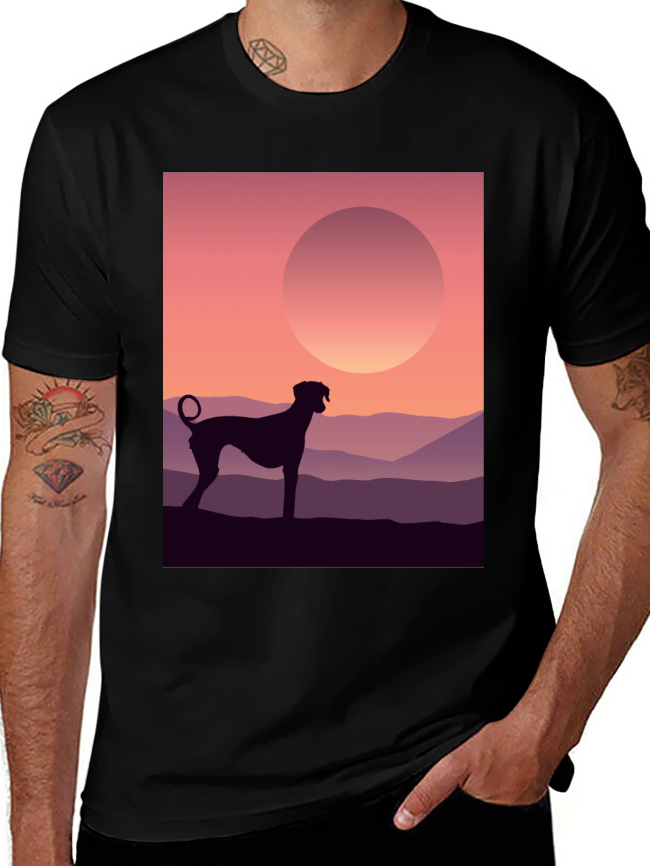 Variant 26 of Dog Silhouette T-Shirt - Sunrise Design