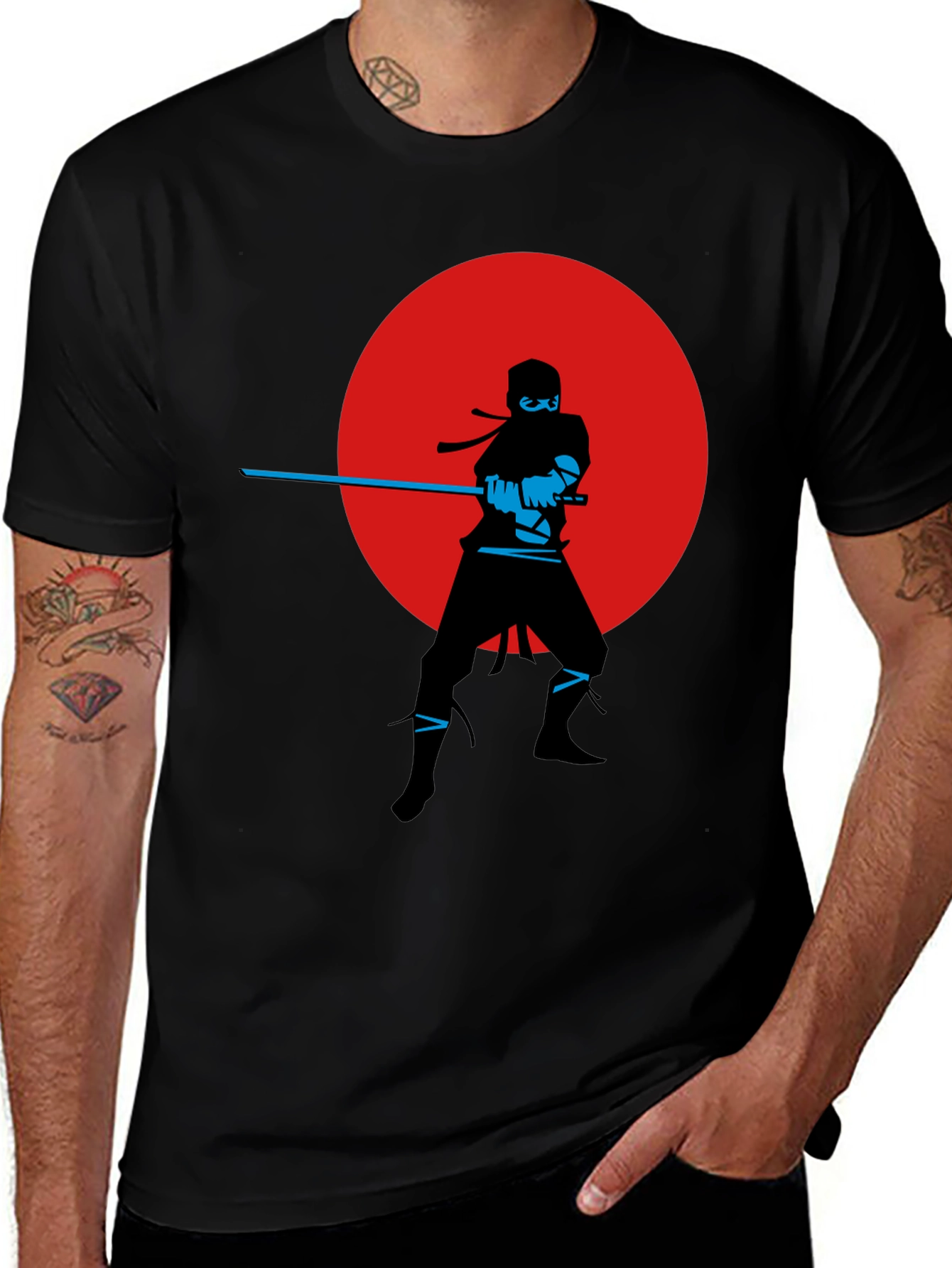 Variant 5 of Ninja Silhouette Graphic Tee - Red Moon Design
