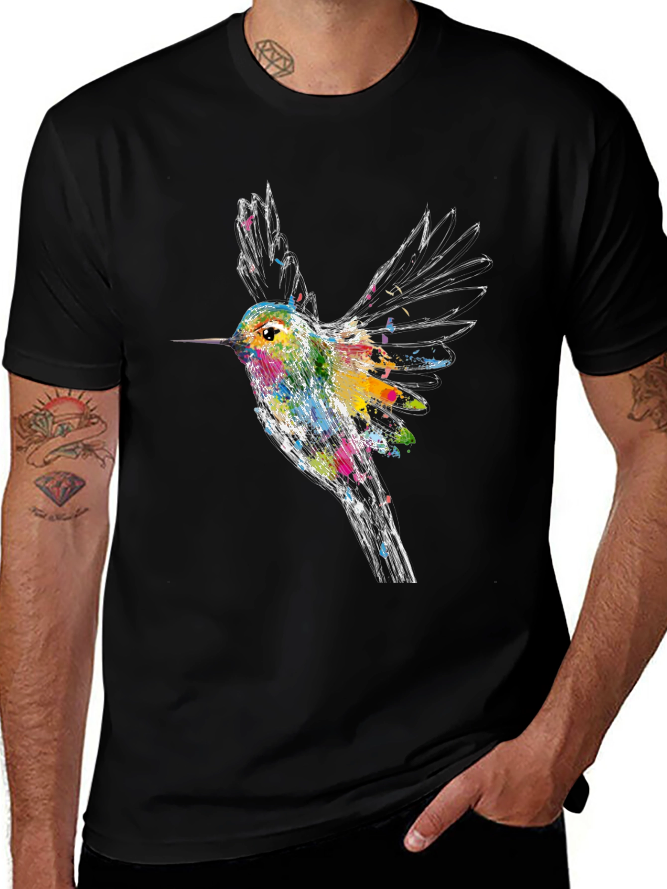 Variant 30 of Hummingbird Graphic Tee - Artsy Bird Lover Shirt