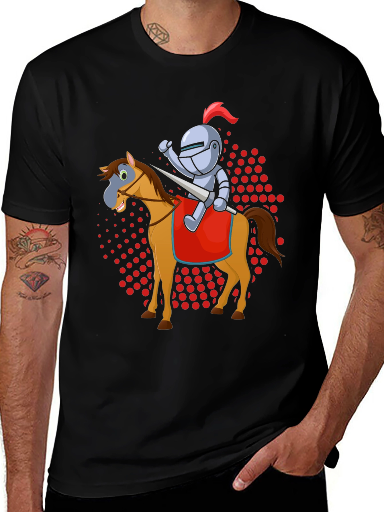 Variant 14 of Knight on Horse T-Shirt - Cartoon Graphic Tee