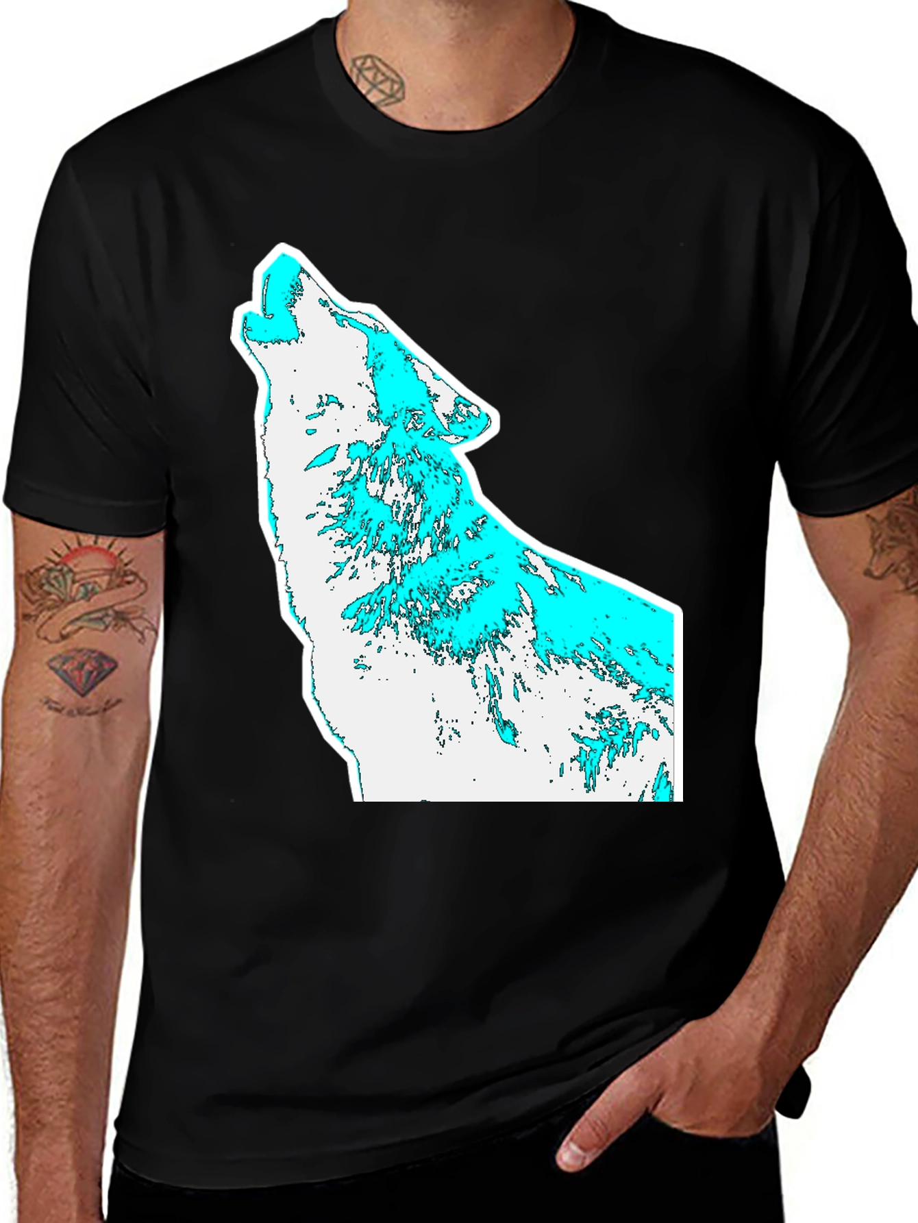 Variant 28 of Men's Graphic T-Shirt - Wolf Howl Design