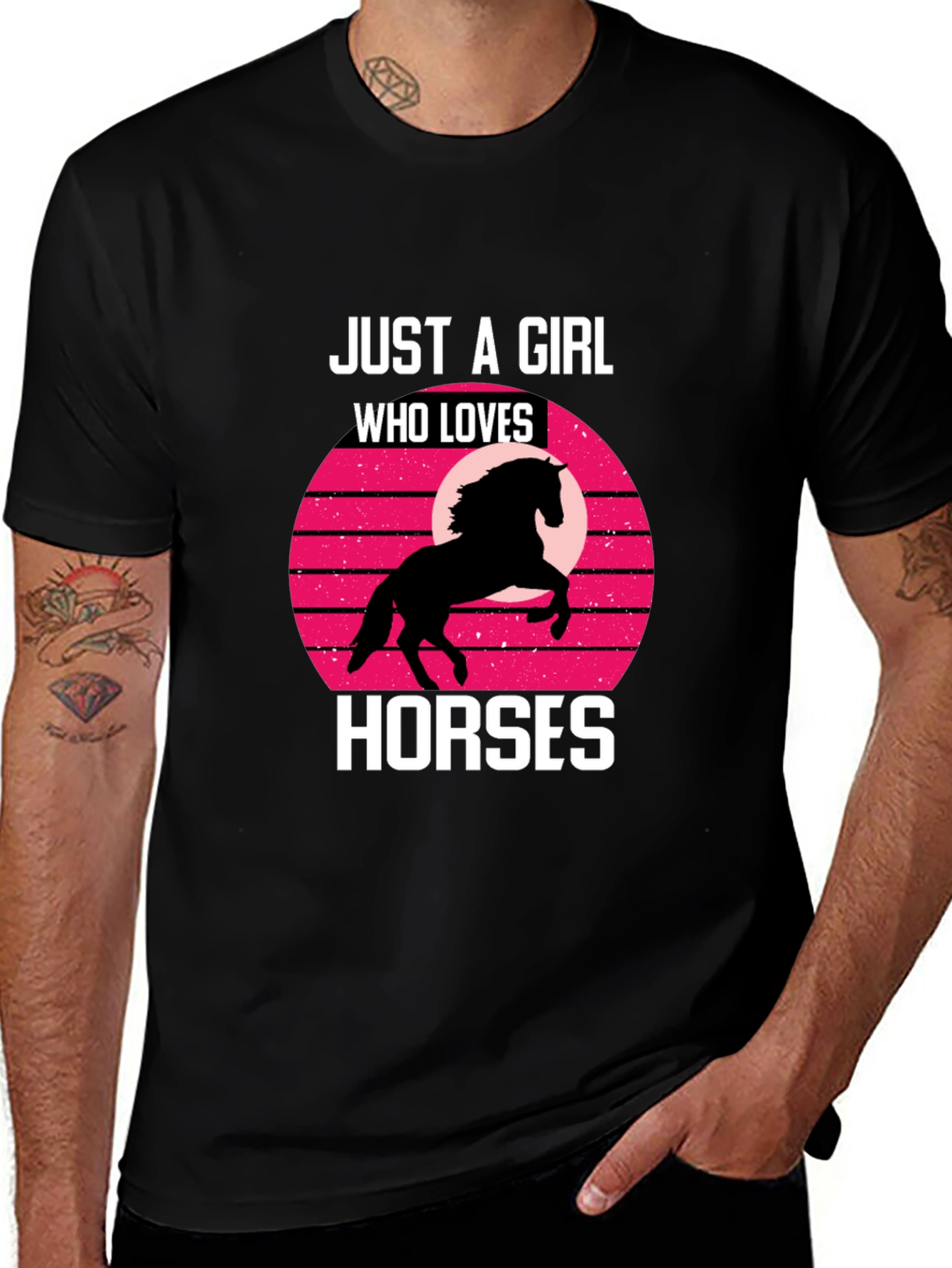 Variant 20 of Just A Girl Who Loves Horses Black T-Shirt