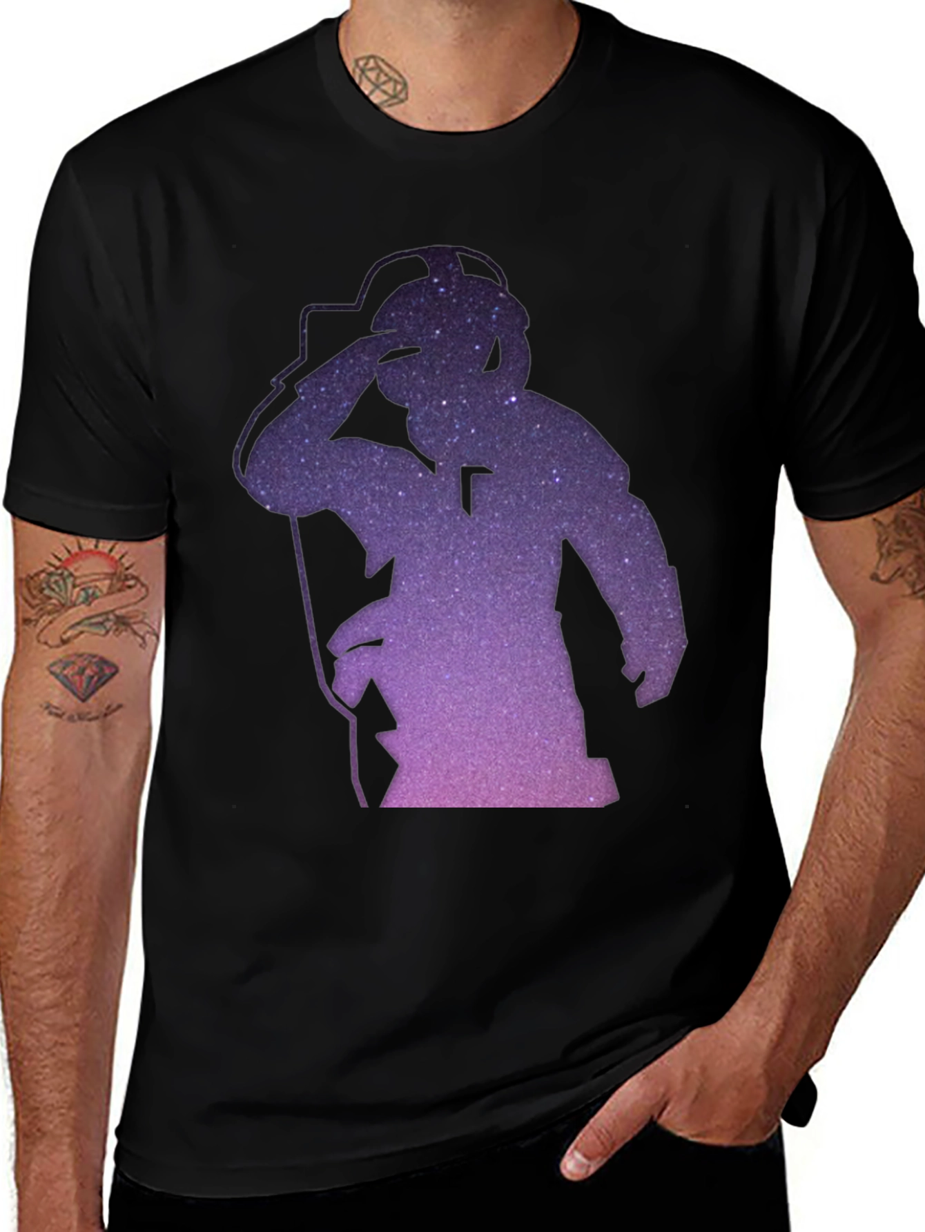 Variant 14 of Galaxy Astronaut Graphic Black T-Shirt