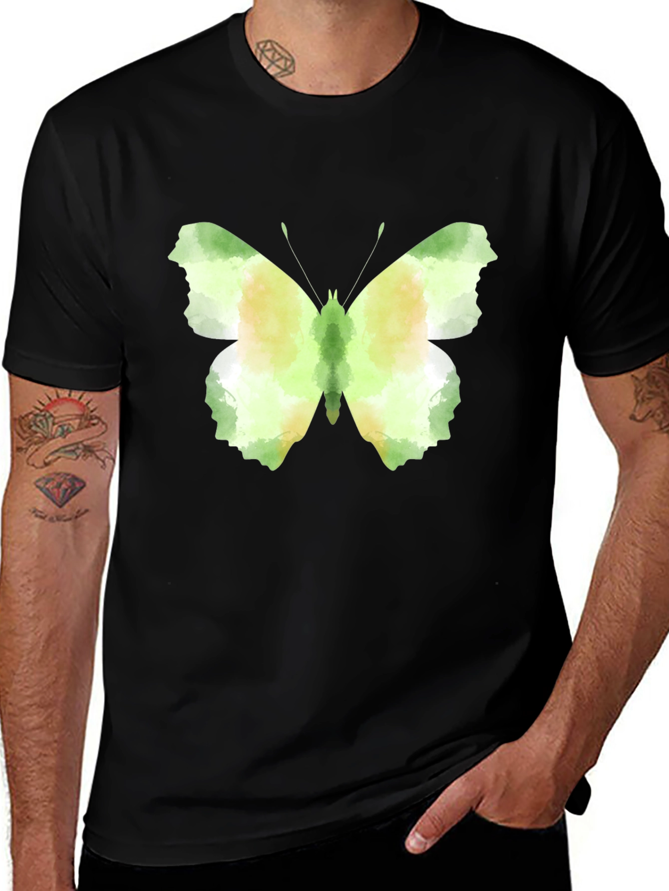 Variant 4 of Butterfly Graphic Tee - Stylish Men's Black T-Shirt