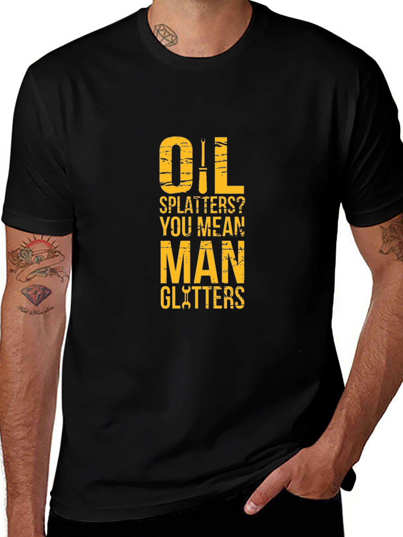 Variant 23 of Oil Splatters Man Glitters Graphic Tee