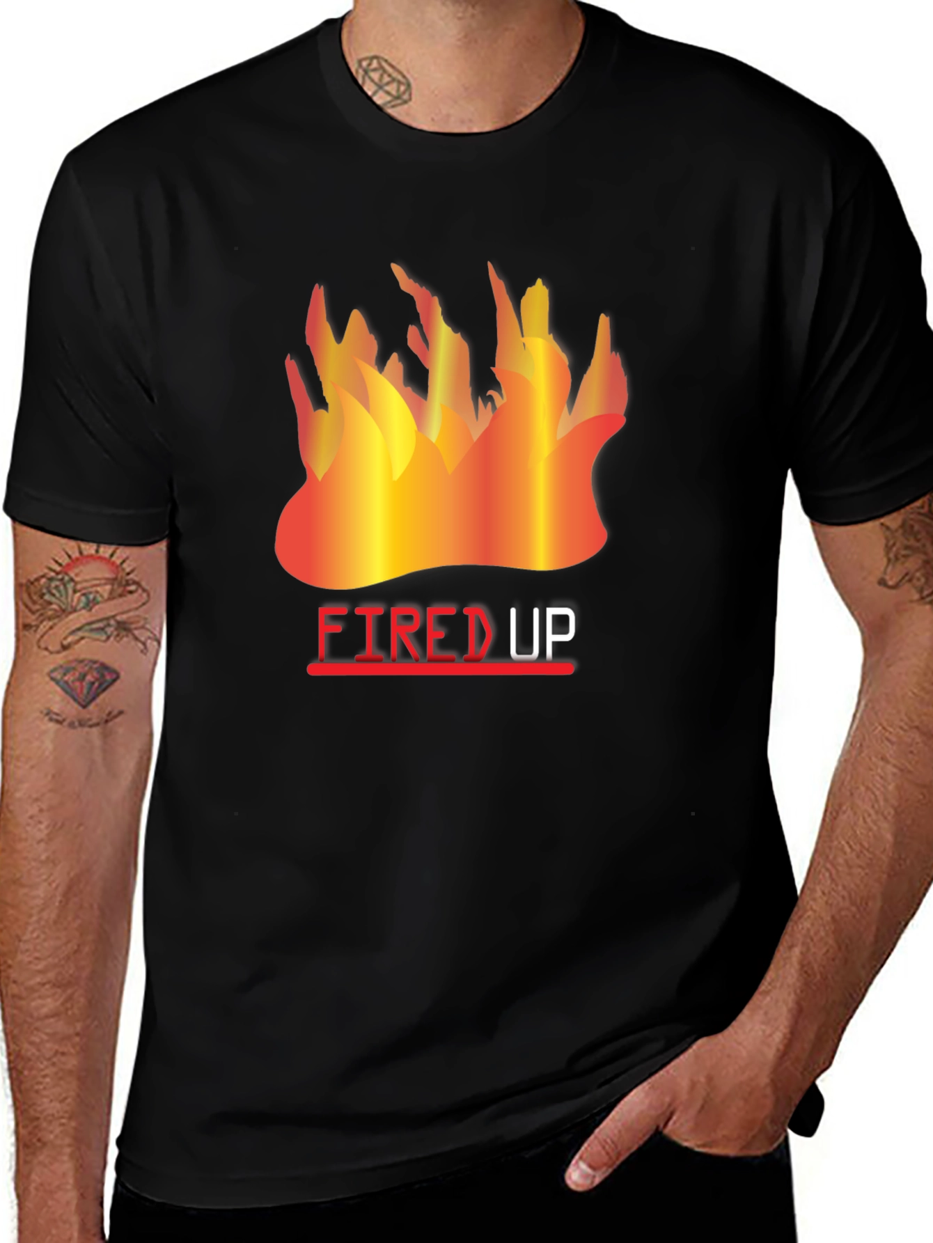 Variant 25 of Fired Up Graphic Tee - Black Cotton T-Shirt